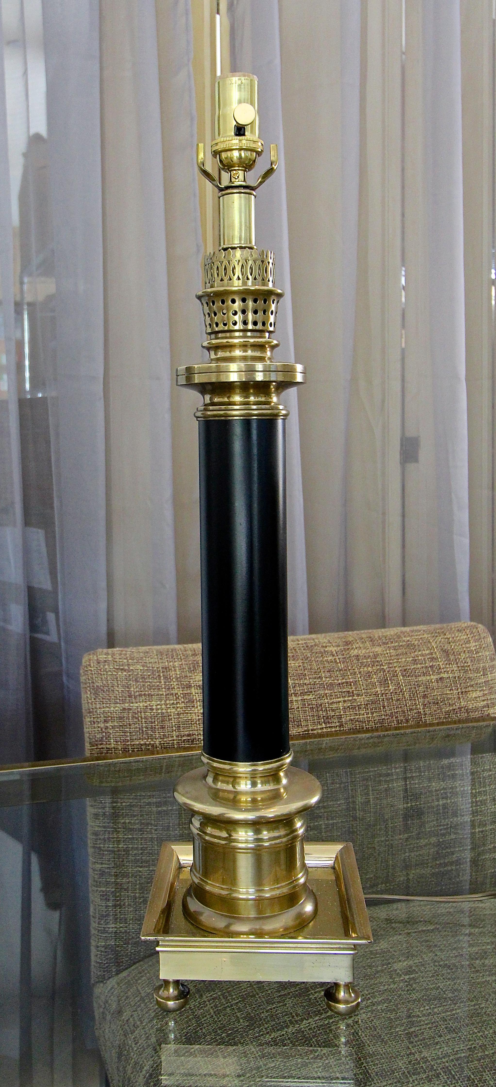 Pair of Frederick Cooper Column Brass Table Lamps 5