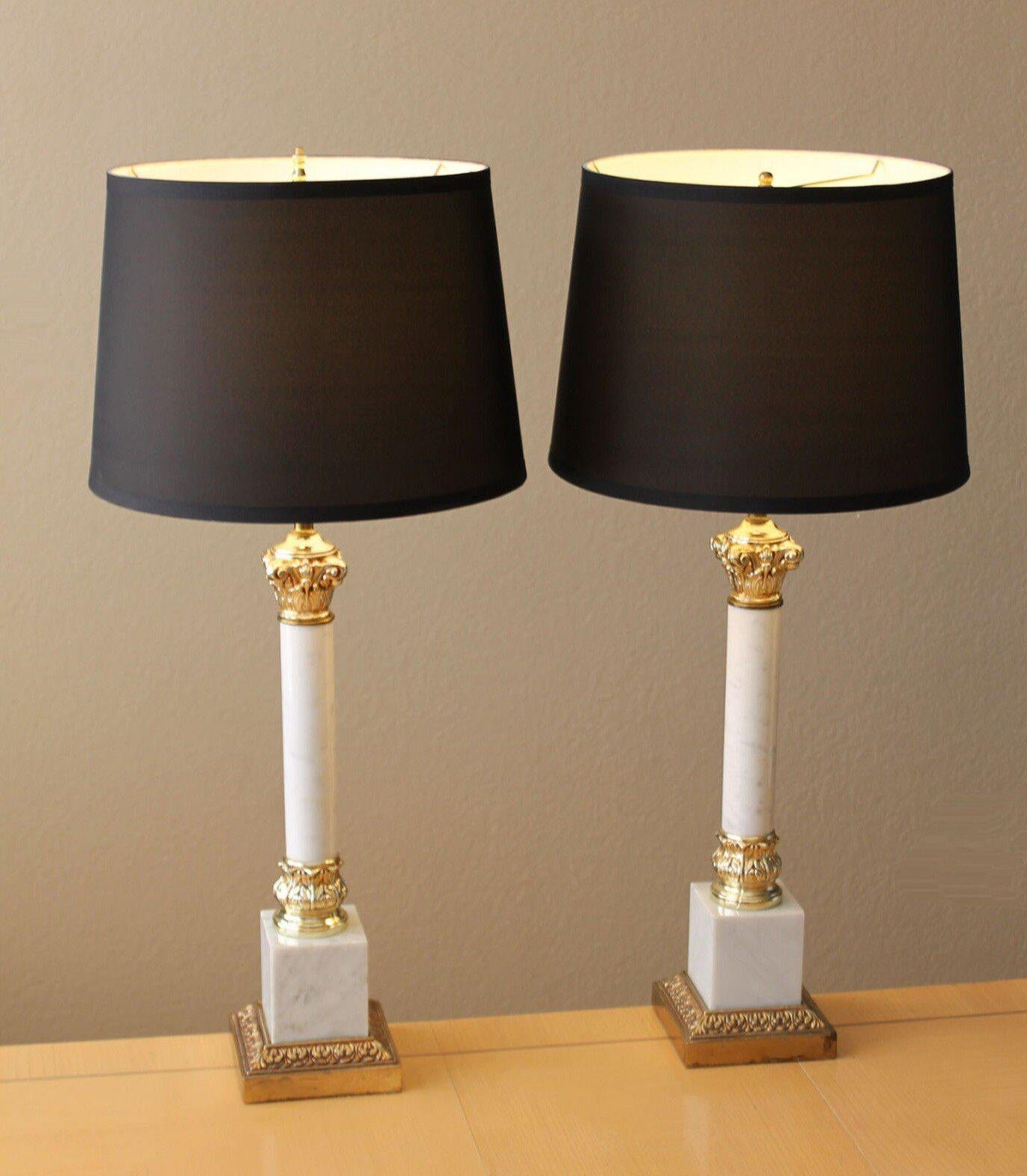 
EXQUISITE !

PAIR FREDERICK COOPER
COLUMN MARBLE  LAMPS
LOUIS XVI STYLE

(DIMENSIONS: APPROX. 31