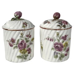 Pair French 18th Century Soft-Paste Porcelain Pots Made by Mennecy
