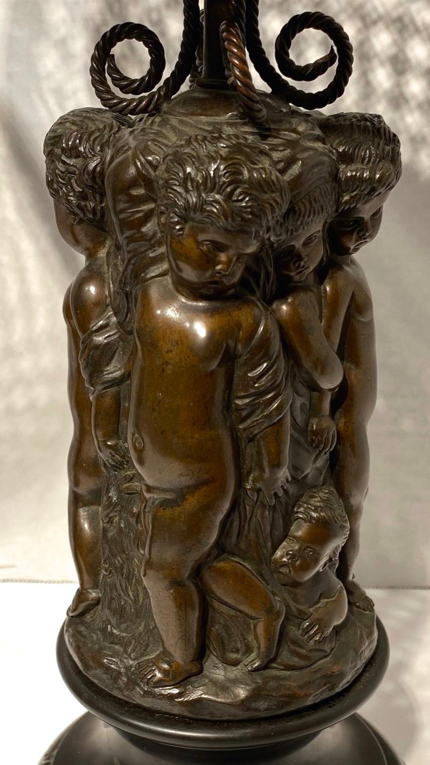 Pair of French 19th Century Bronze Corbeilles Depicting Cupids For Sale 4