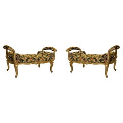 Pair French 19 Century Louis XV Style Giltwood Benches