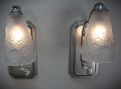 Pair French 1920's Art Deco Wall Sconces by Muller Frères