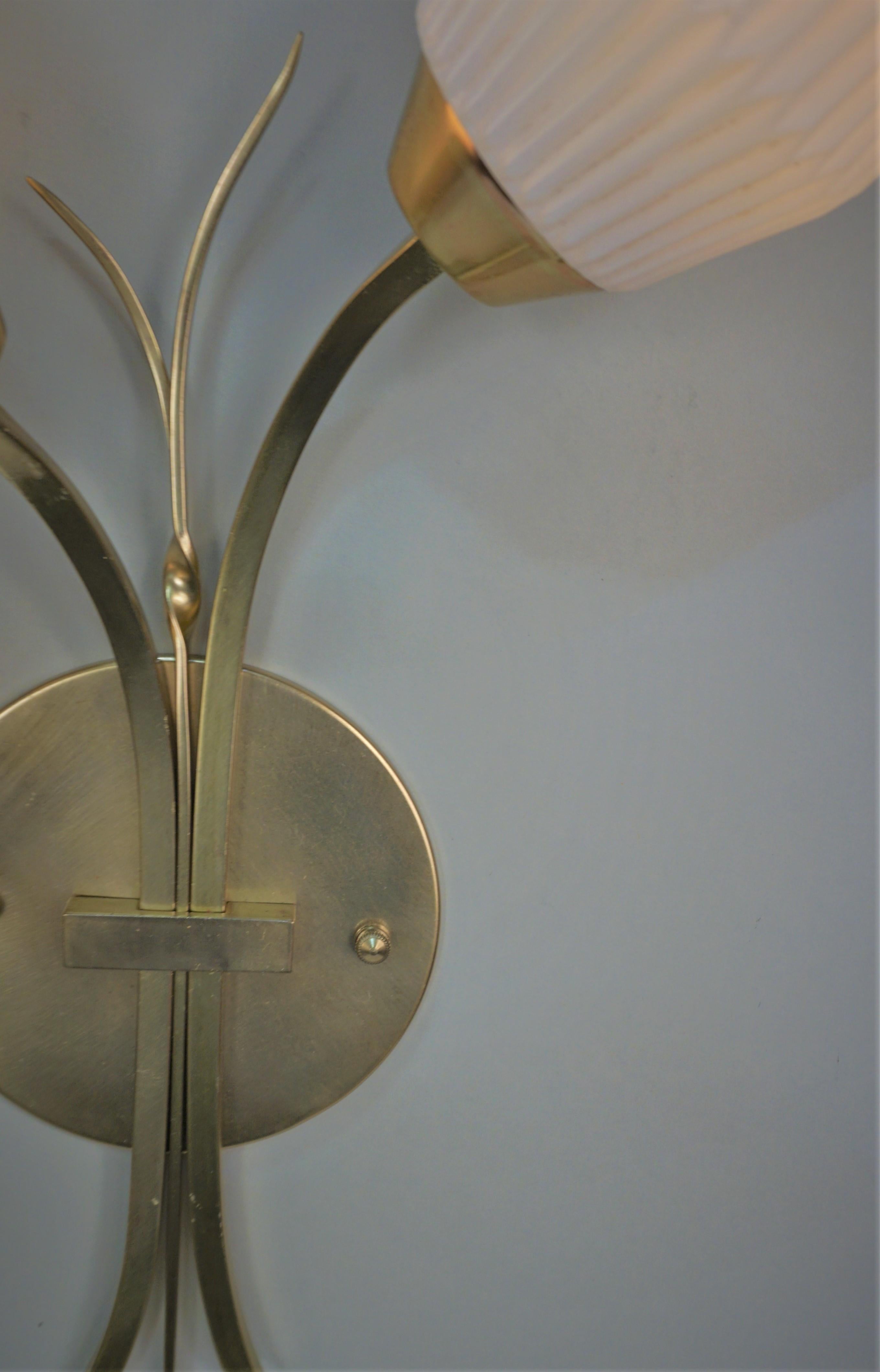 Mid-Century Modern Pair French 1950's Mid-Century Wall Sconces For Sale
