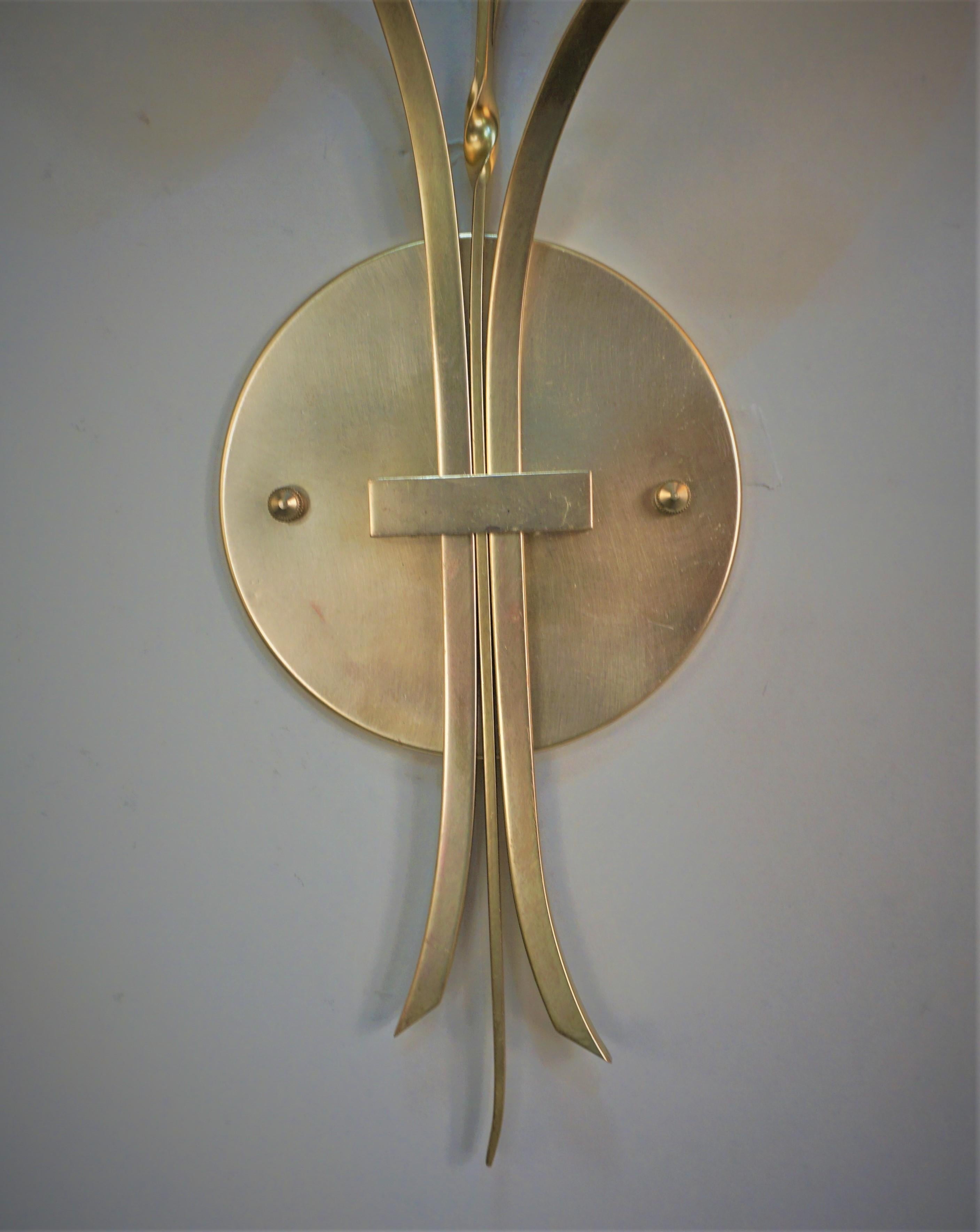 Bronze Pair French 1950's Mid-Century Wall Sconces For Sale
