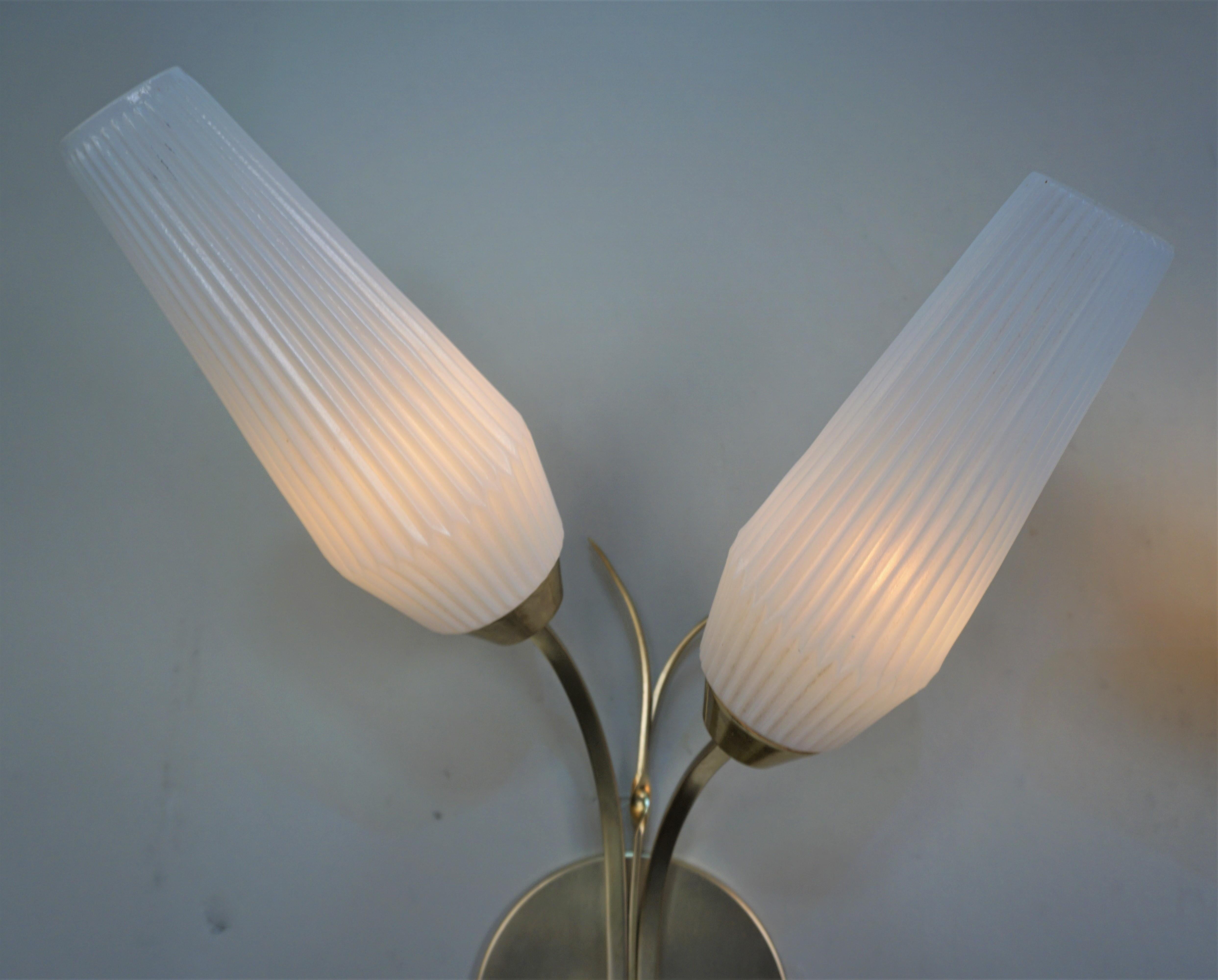 Pair French 1950's Mid-Century Wall Sconces For Sale 1