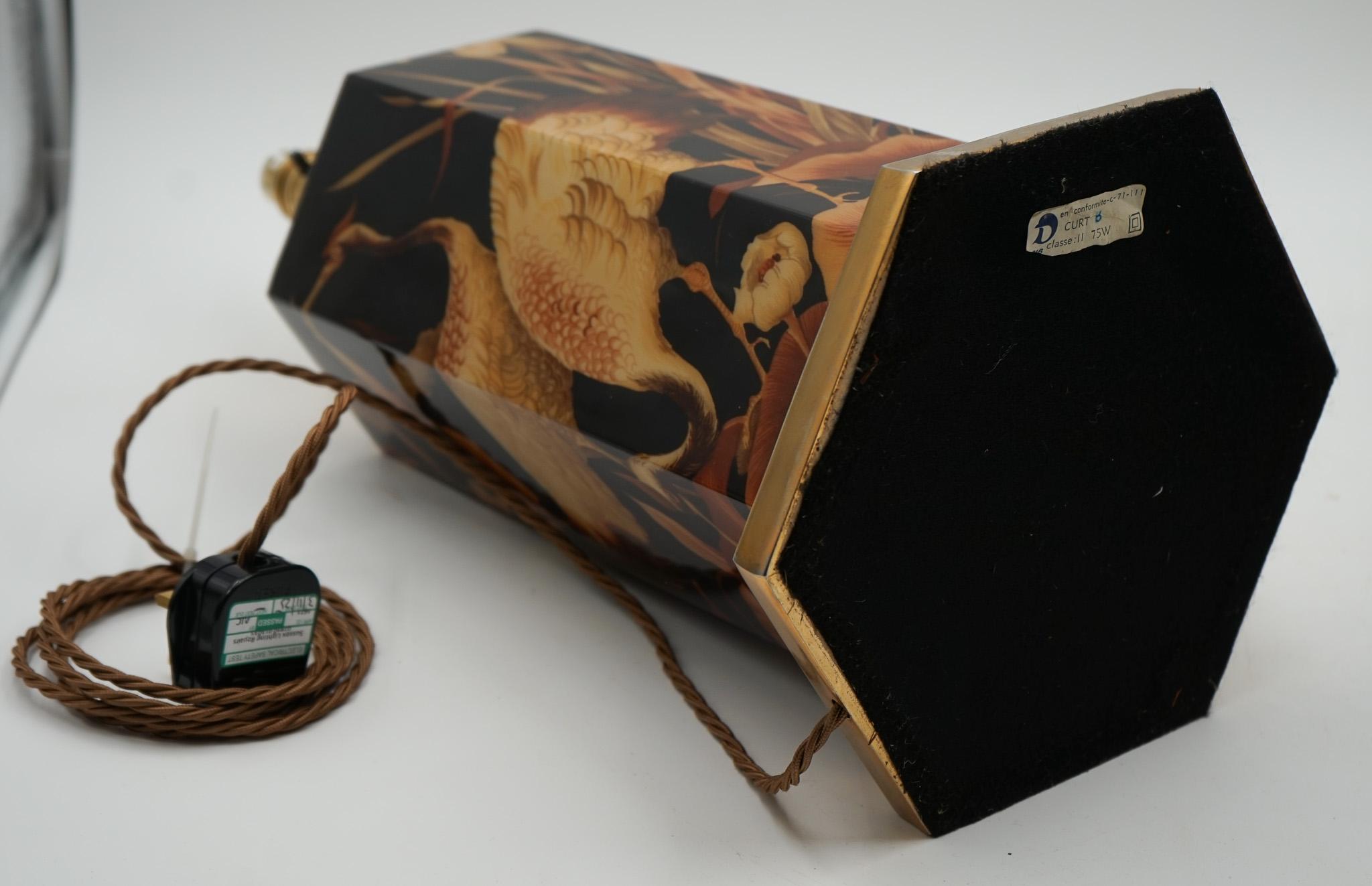 PAR FRANCÉS 1970'S MAISON LE DAUPHIN HOLLYWOOD REGENCY CHINOISERiE MESAS LÁMPARAS en venta 3