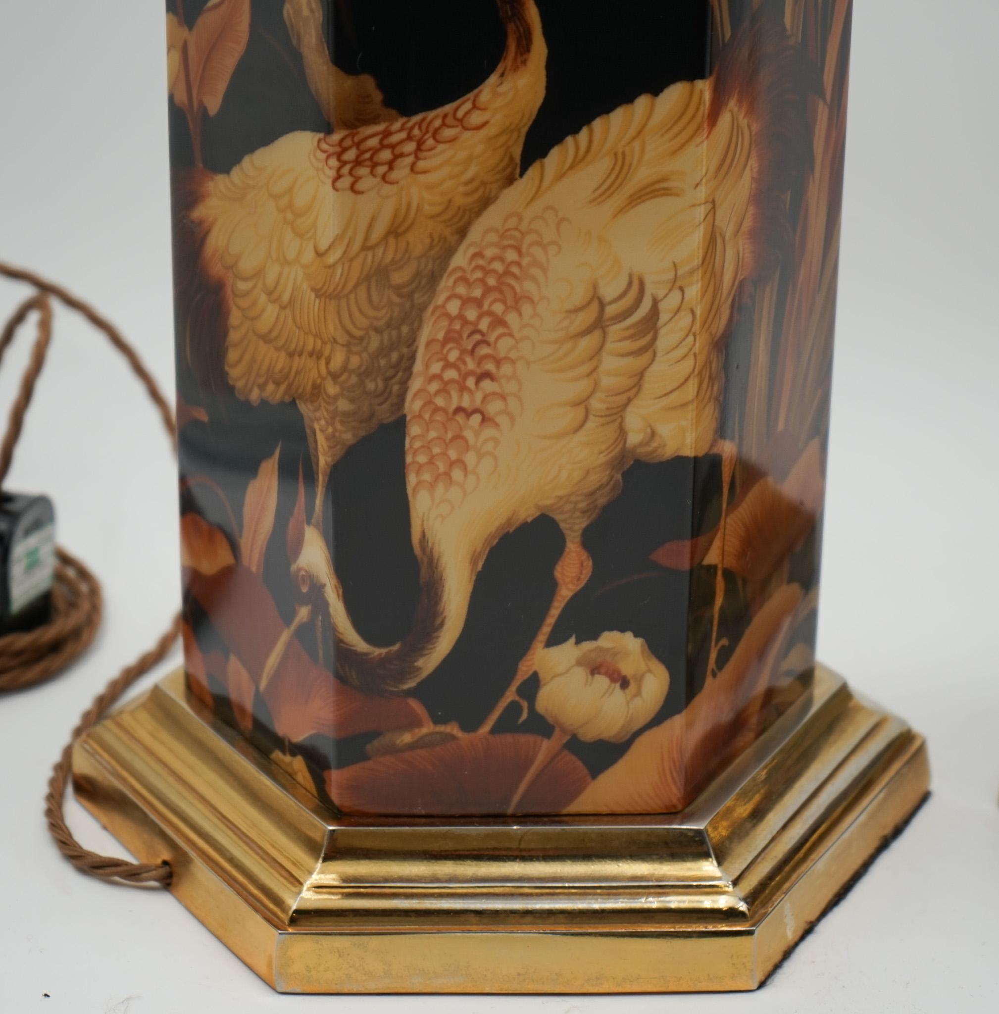 PAR FRANCÉS 1970'S MAISON LE DAUPHIN HOLLYWOOD REGENCY CHINOISERiE MESAS LÁMPARAS Hecho a mano en venta