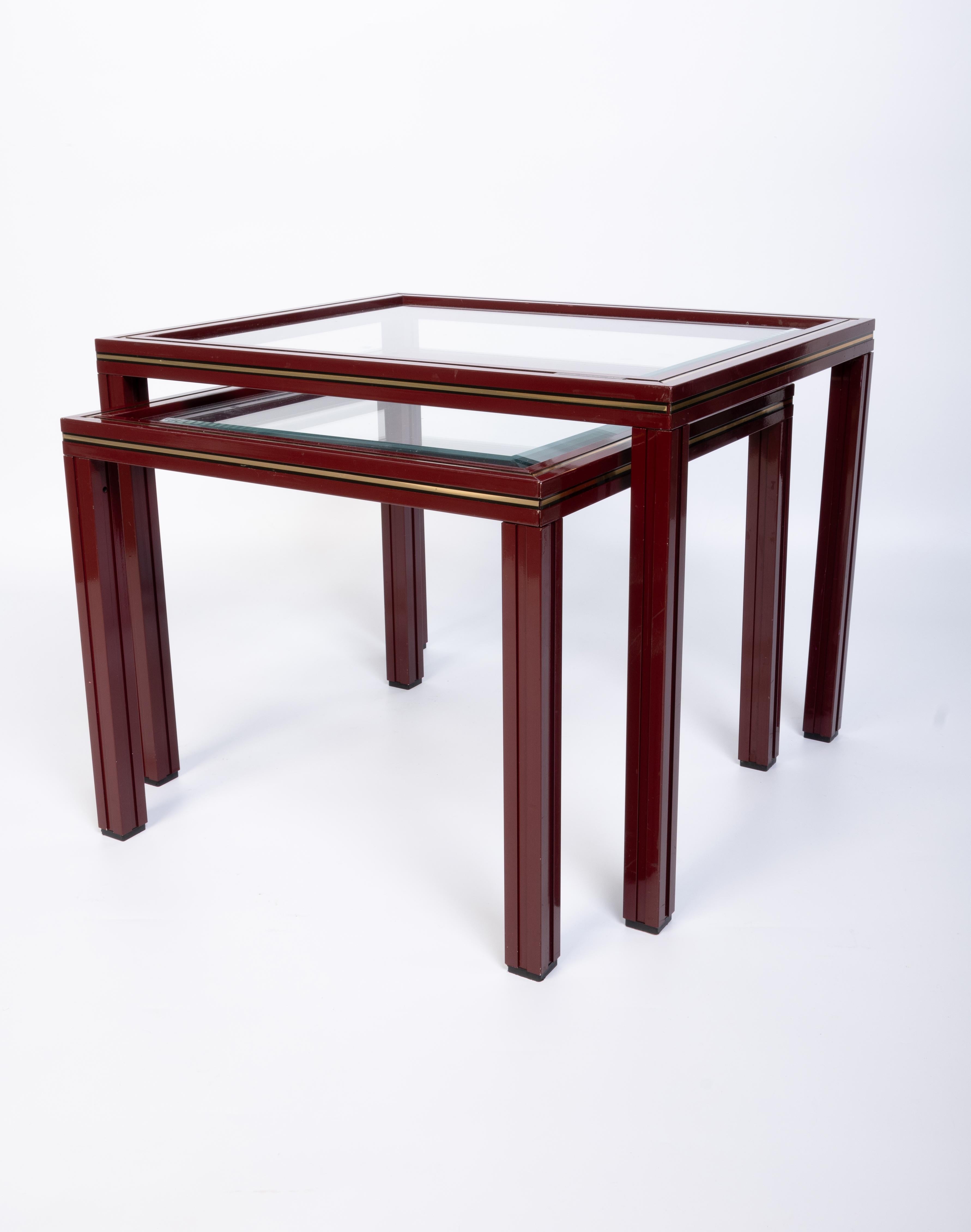 Pair French 1970s Nesting Tables End Tables by Pierre Vandel, Paris In Good Condition For Sale In London, GB