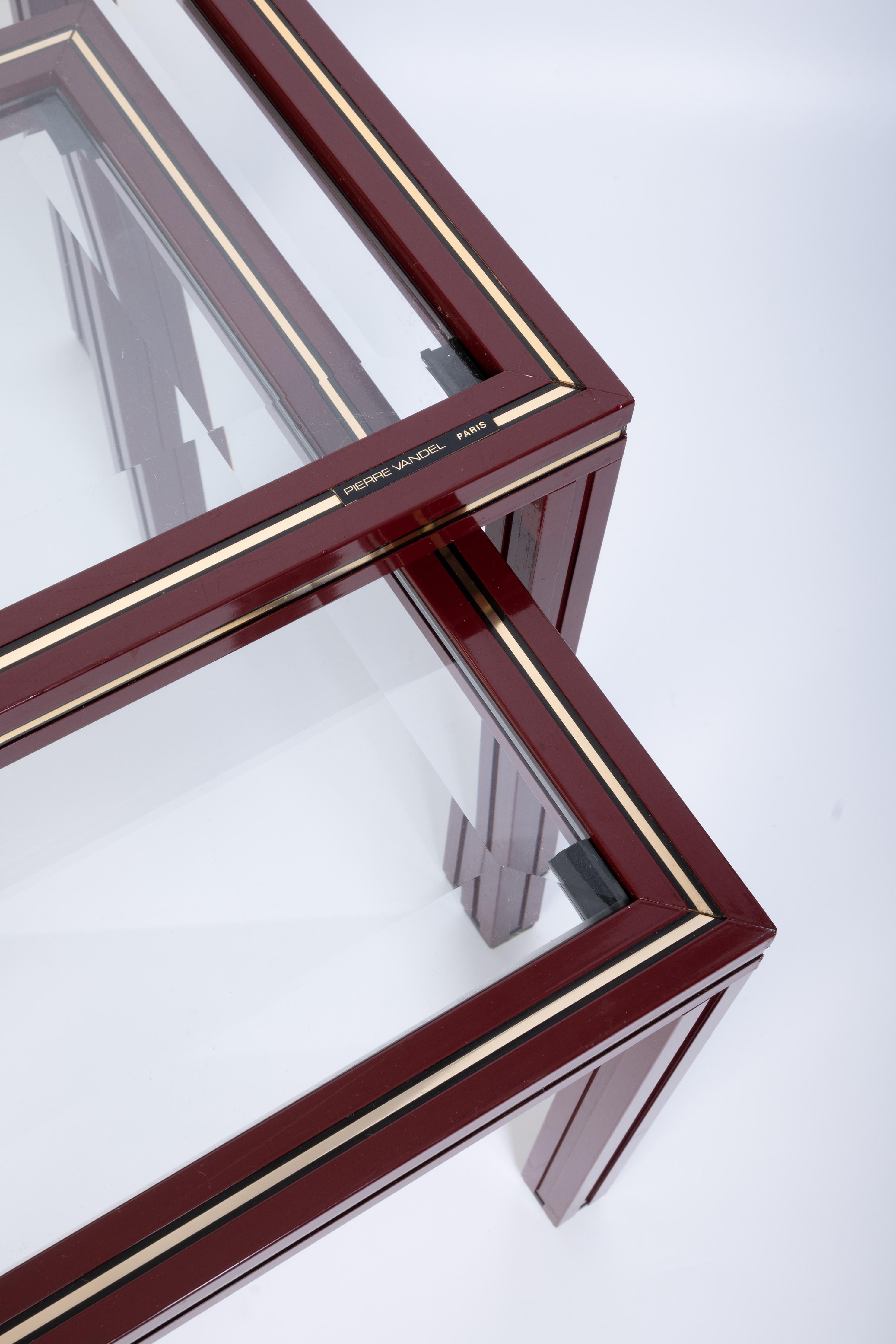 Late 20th Century Pair French 1970s Nesting Tables End Tables by Pierre Vandel, Paris For Sale