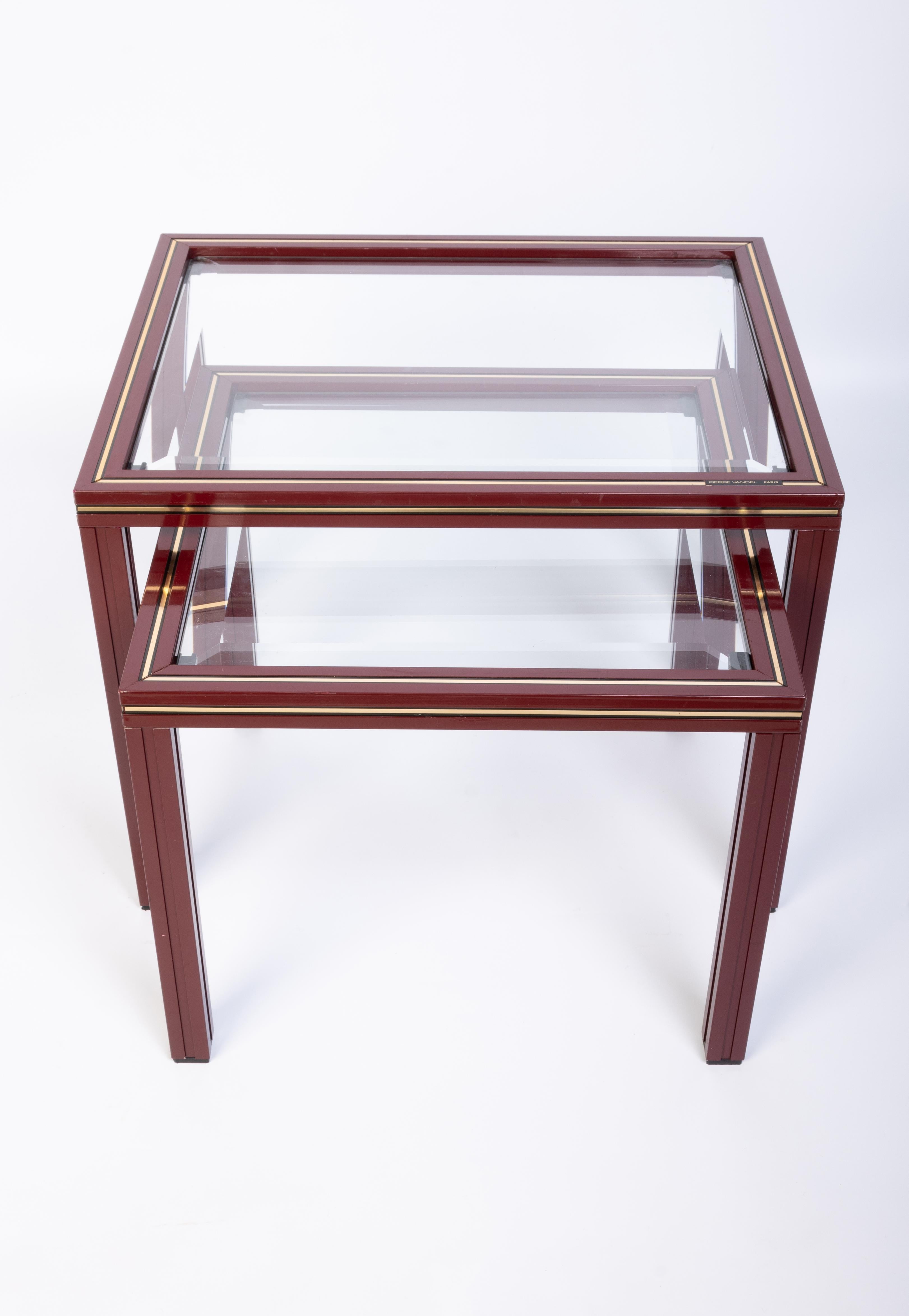 Pair French 1970s Nesting Tables End Tables by Pierre Vandel, Paris For Sale 1