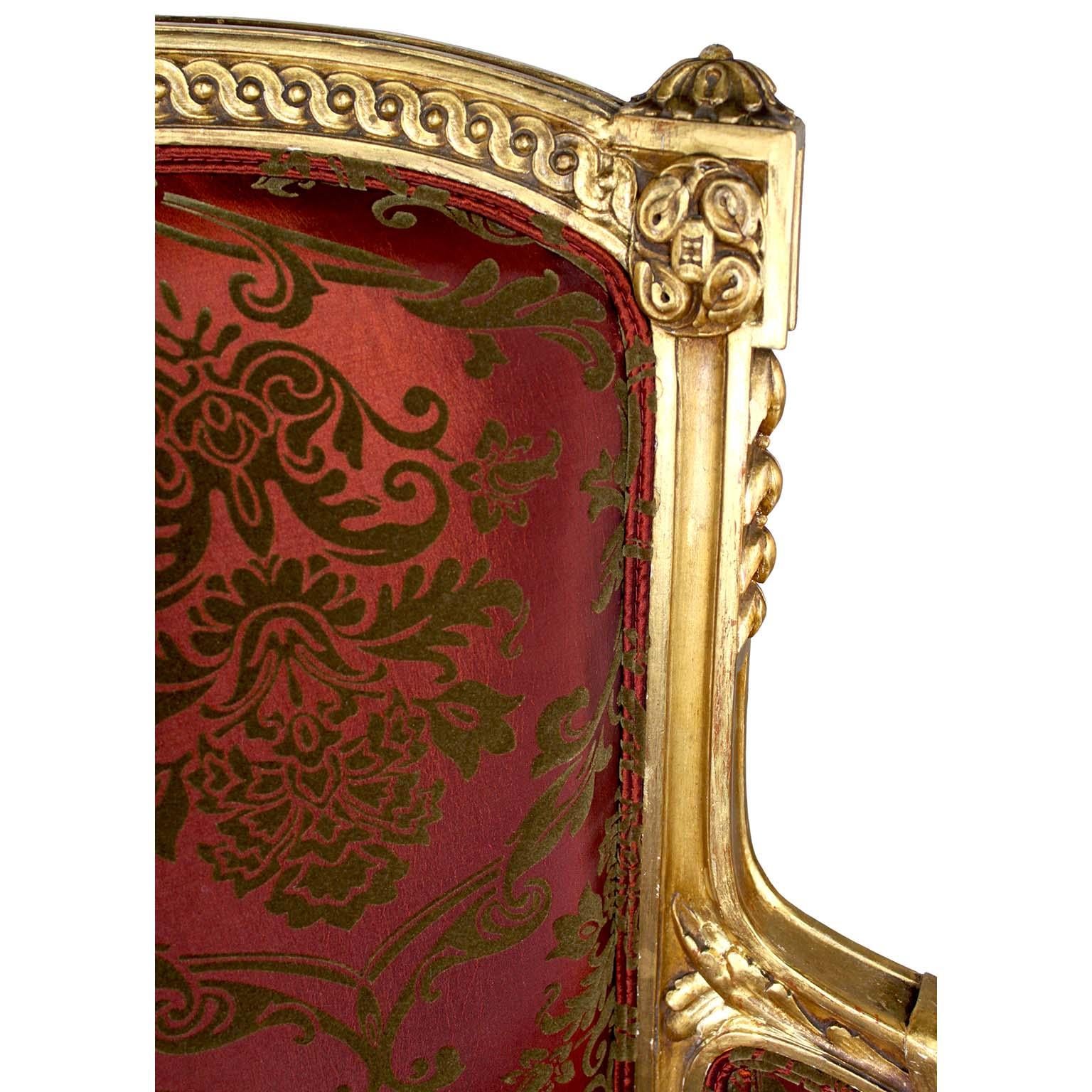 Coppia di poltrone Bergère francesi del XIX/20° secolo in stile Luigi XV-XVI, Attr. Jansen in vendita 3
