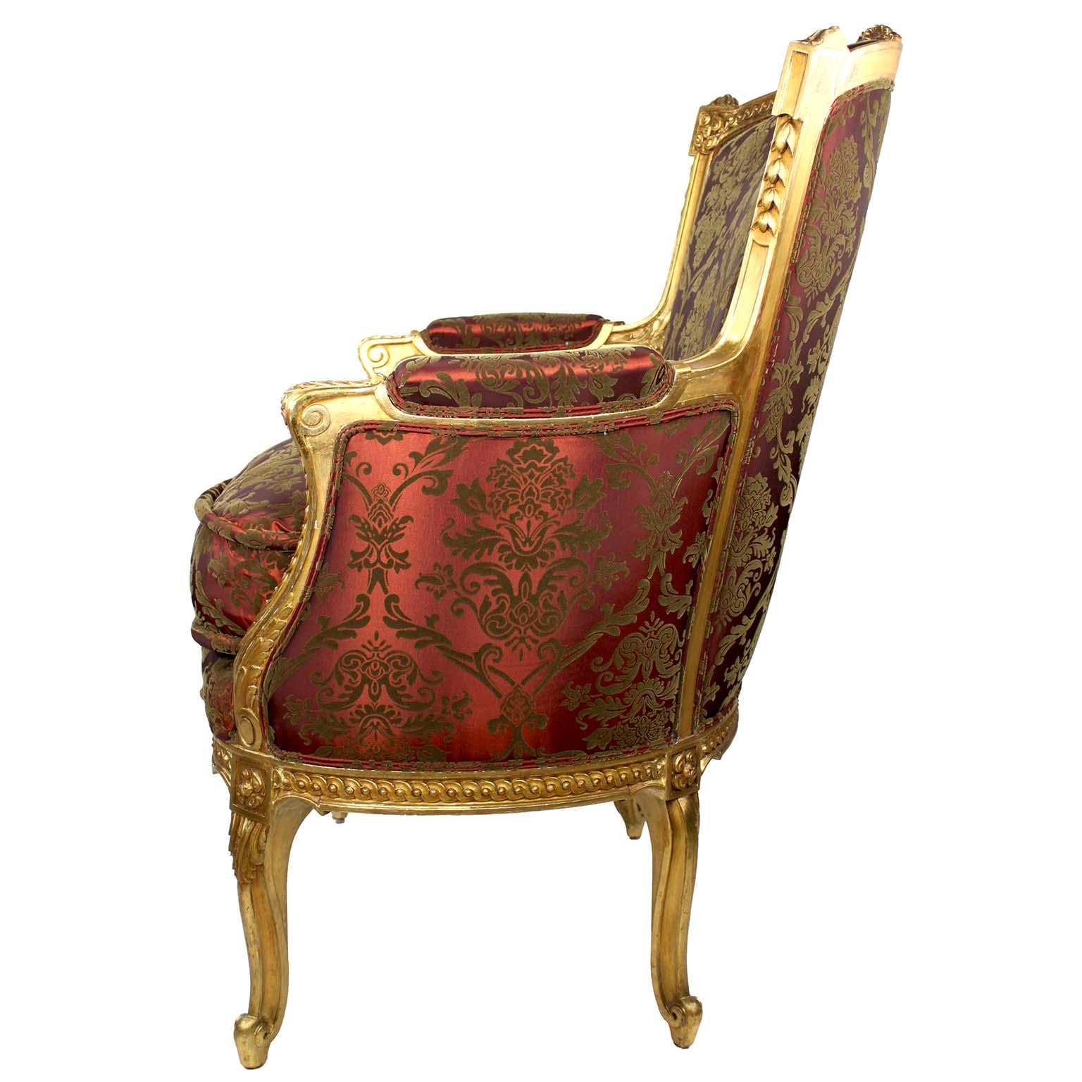 Coppia di poltrone Bergère francesi del XIX/20° secolo in stile Luigi XV-XVI, Attr. Jansen in vendita 4