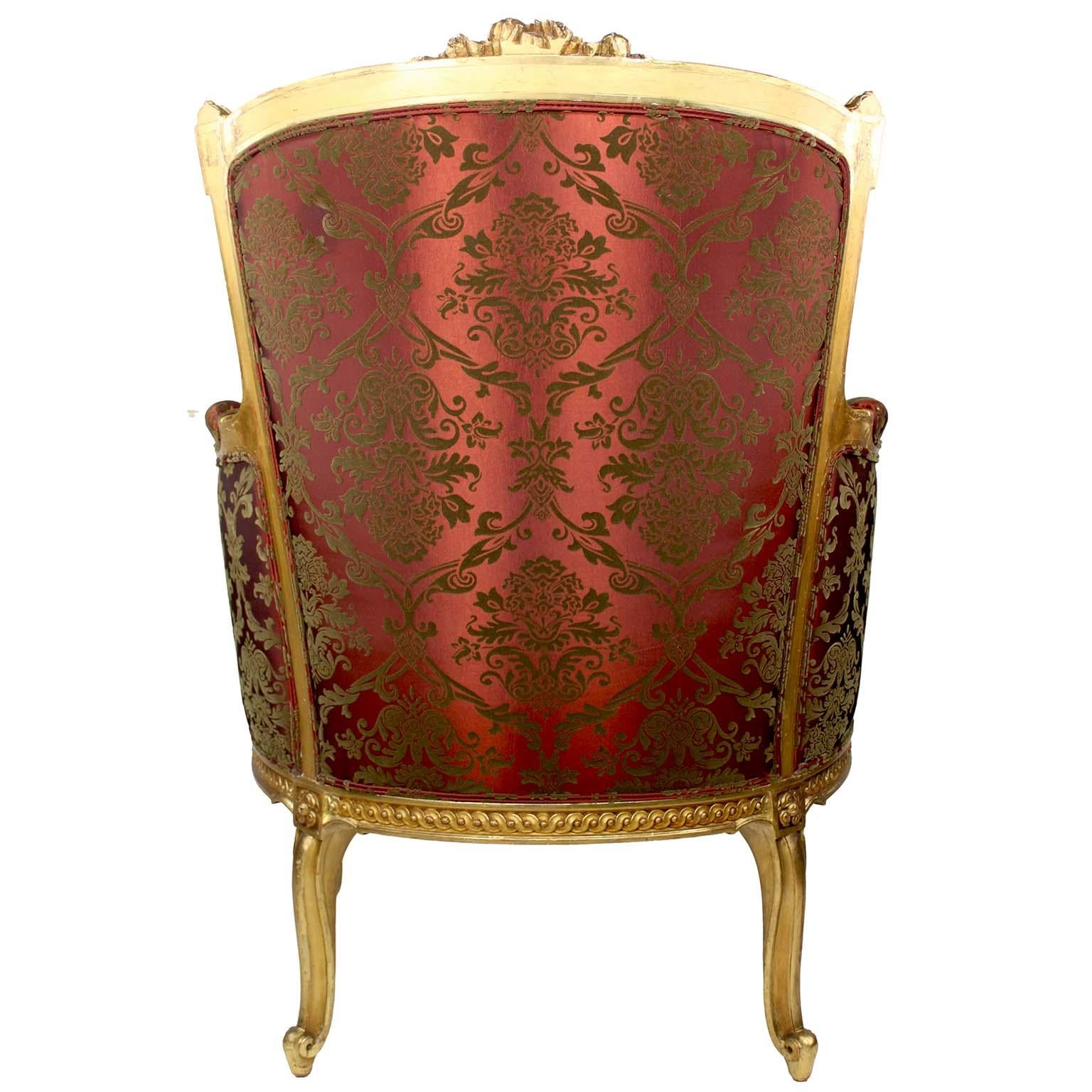 Coppia di poltrone Bergère francesi del XIX/20° secolo in stile Luigi XV-XVI, Attr. Jansen in vendita 5