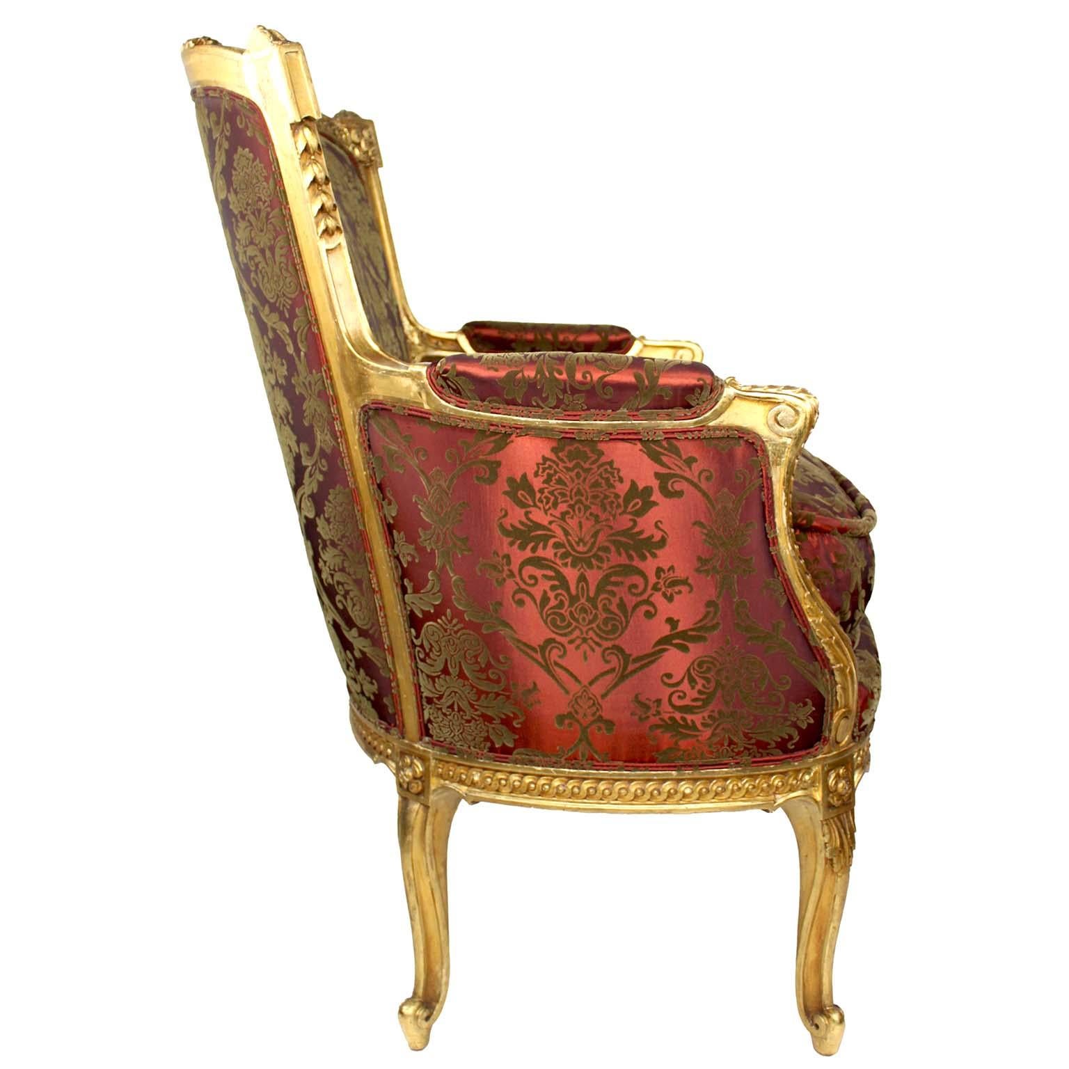 Coppia di poltrone Bergère francesi del XIX/20° secolo in stile Luigi XV-XVI, Attr. Jansen in vendita 6