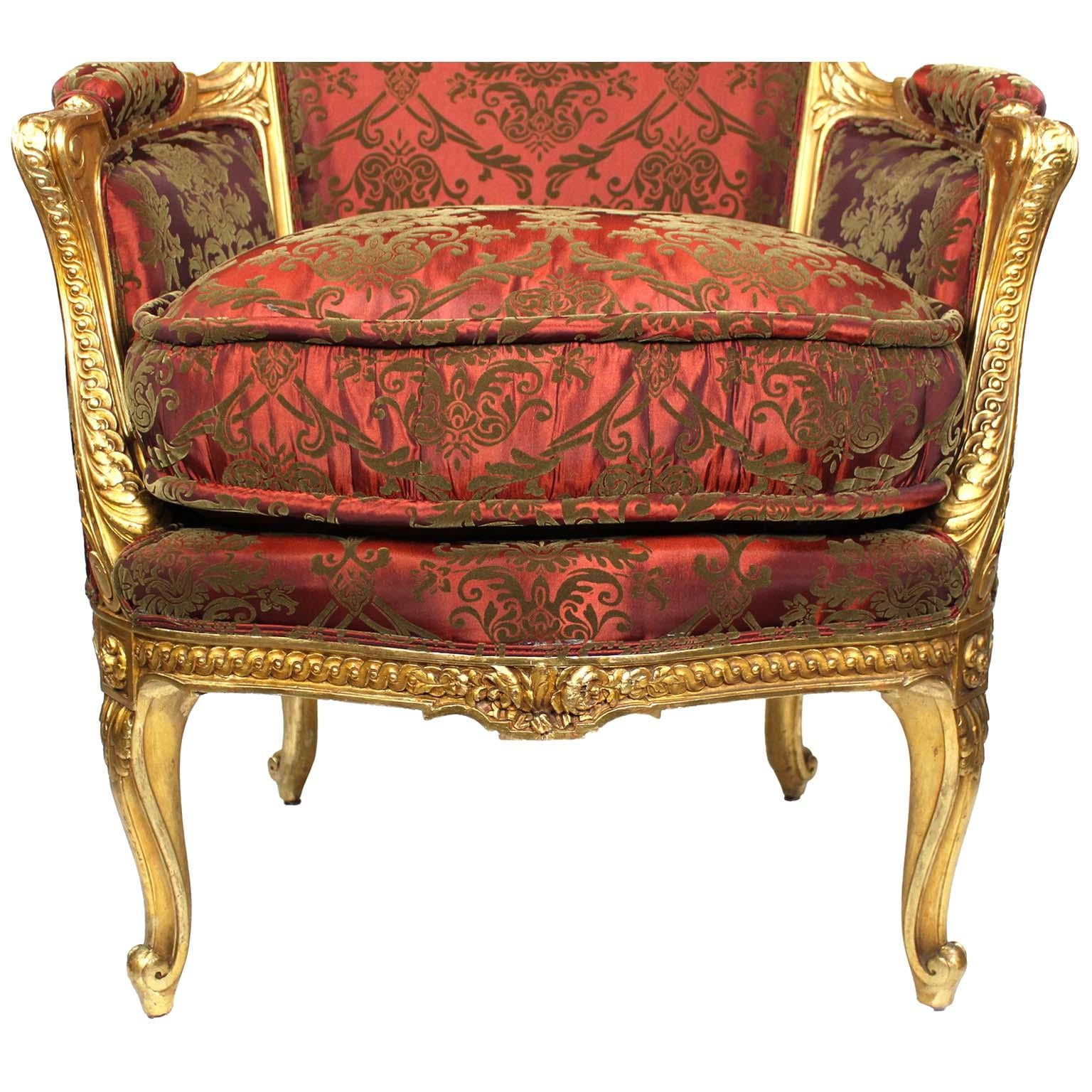 Coppia di poltrone Bergère francesi del XIX/20° secolo in stile Luigi XV-XVI, Attr. Jansen in vendita 7