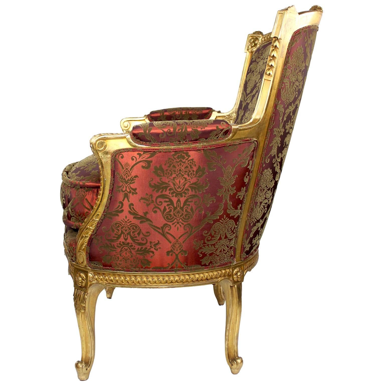 Coppia di poltrone Bergère francesi del XIX/20° secolo in stile Luigi XV-XVI, Attr. Jansen in vendita 8