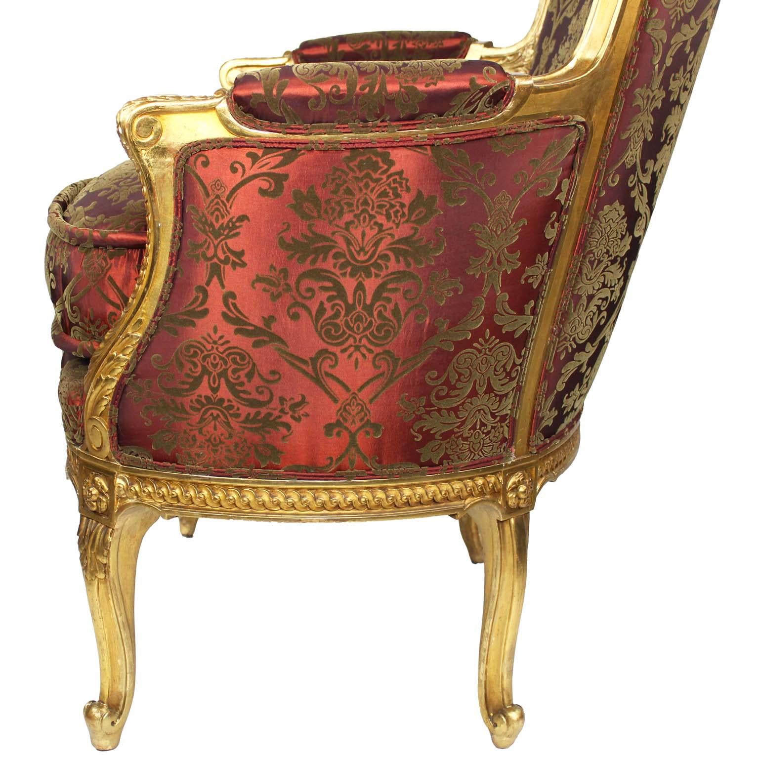 Coppia di poltrone Bergère francesi del XIX/20° secolo in stile Luigi XV-XVI, Attr. Jansen in vendita 9