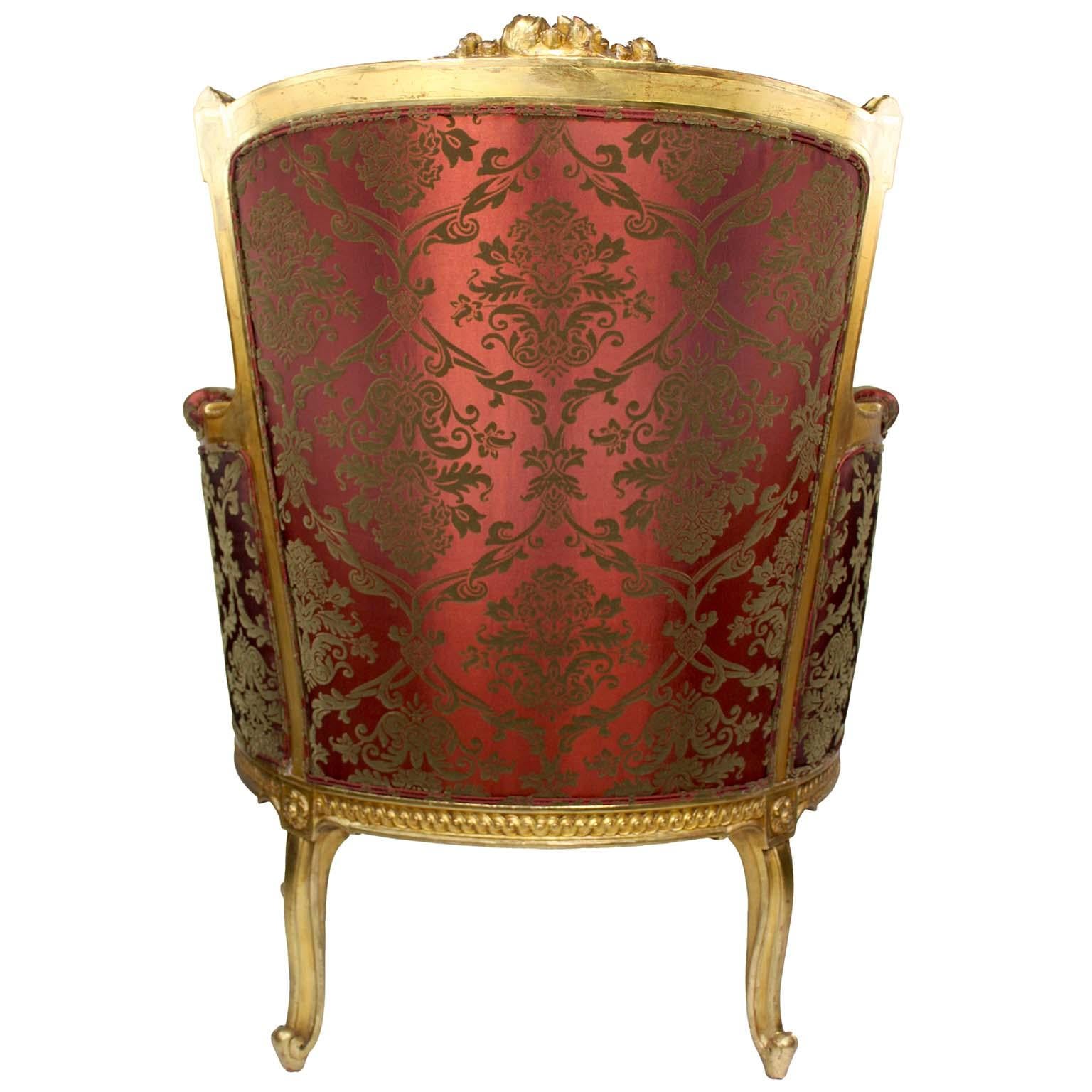 Coppia di poltrone Bergère francesi del XIX/20° secolo in stile Luigi XV-XVI, Attr. Jansen in vendita 10