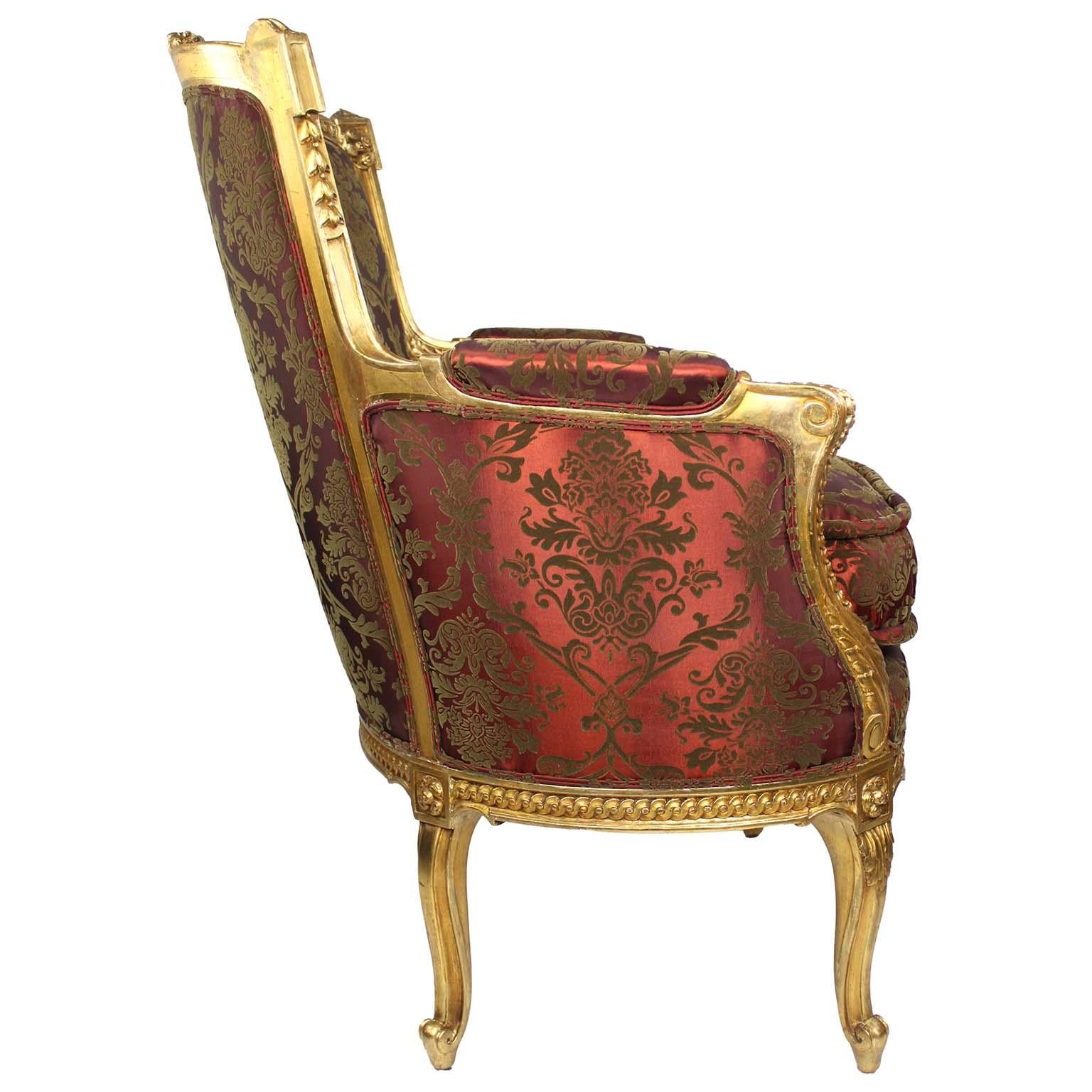 Coppia di poltrone Bergère francesi del XIX/20° secolo in stile Luigi XV-XVI, Attr. Jansen in vendita 11