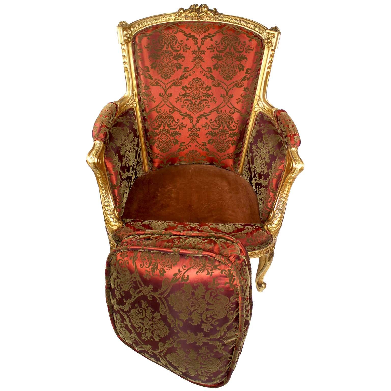 Coppia di poltrone Bergère francesi del XIX/20° secolo in stile Luigi XV-XVI, Attr. Jansen in vendita 12