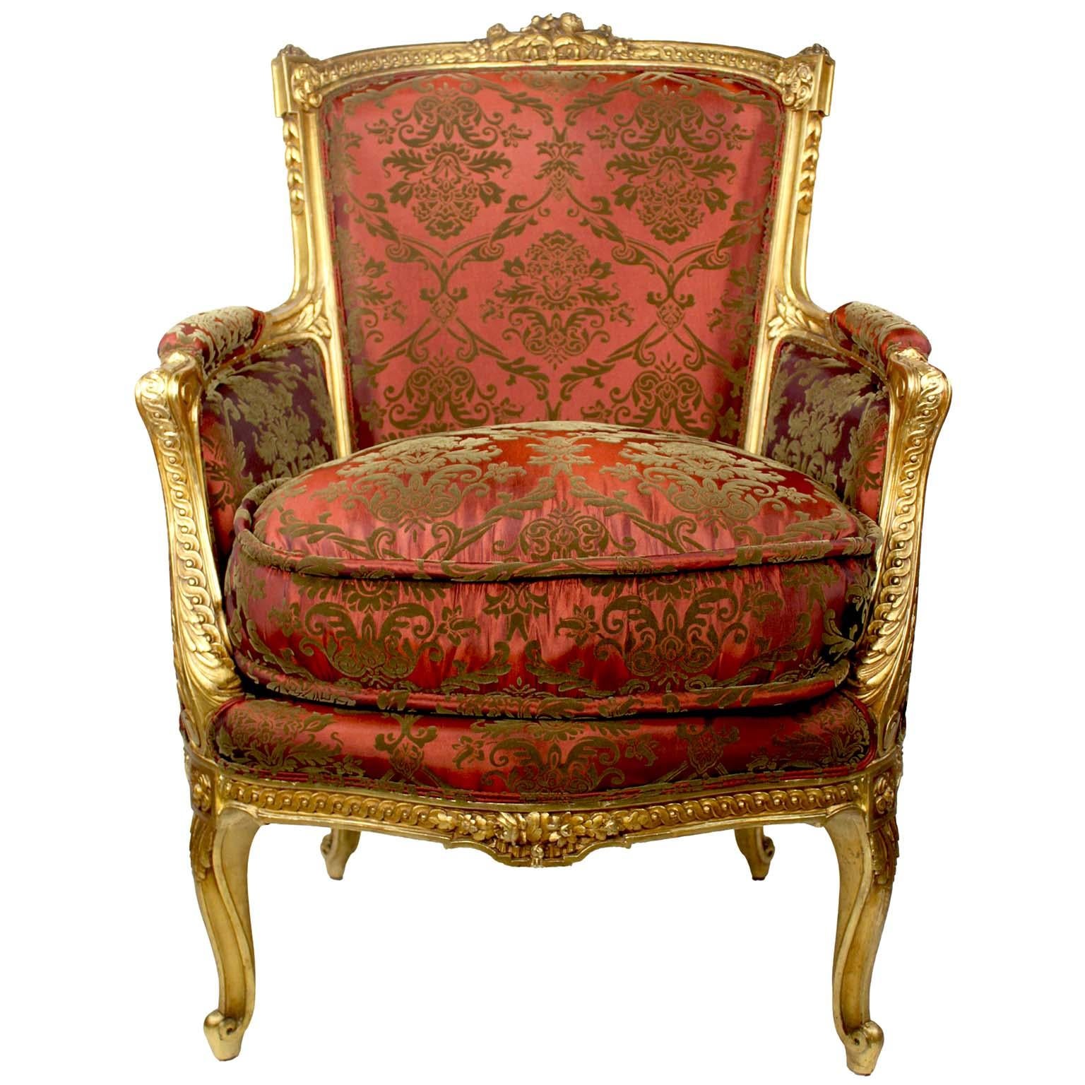 Francese Coppia di poltrone Bergère francesi del XIX/20° secolo in stile Luigi XV-XVI, Attr. Jansen in vendita