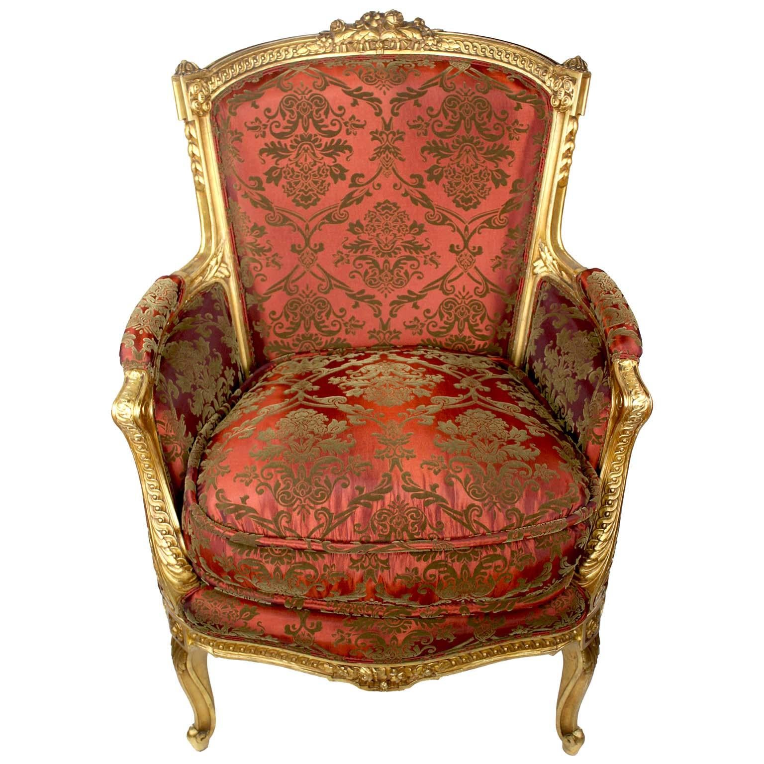 Coppia di poltrone Bergère francesi del XIX/20° secolo in stile Luigi XV-XVI, Attr. Jansen In condizioni buone in vendita a Los Angeles, CA