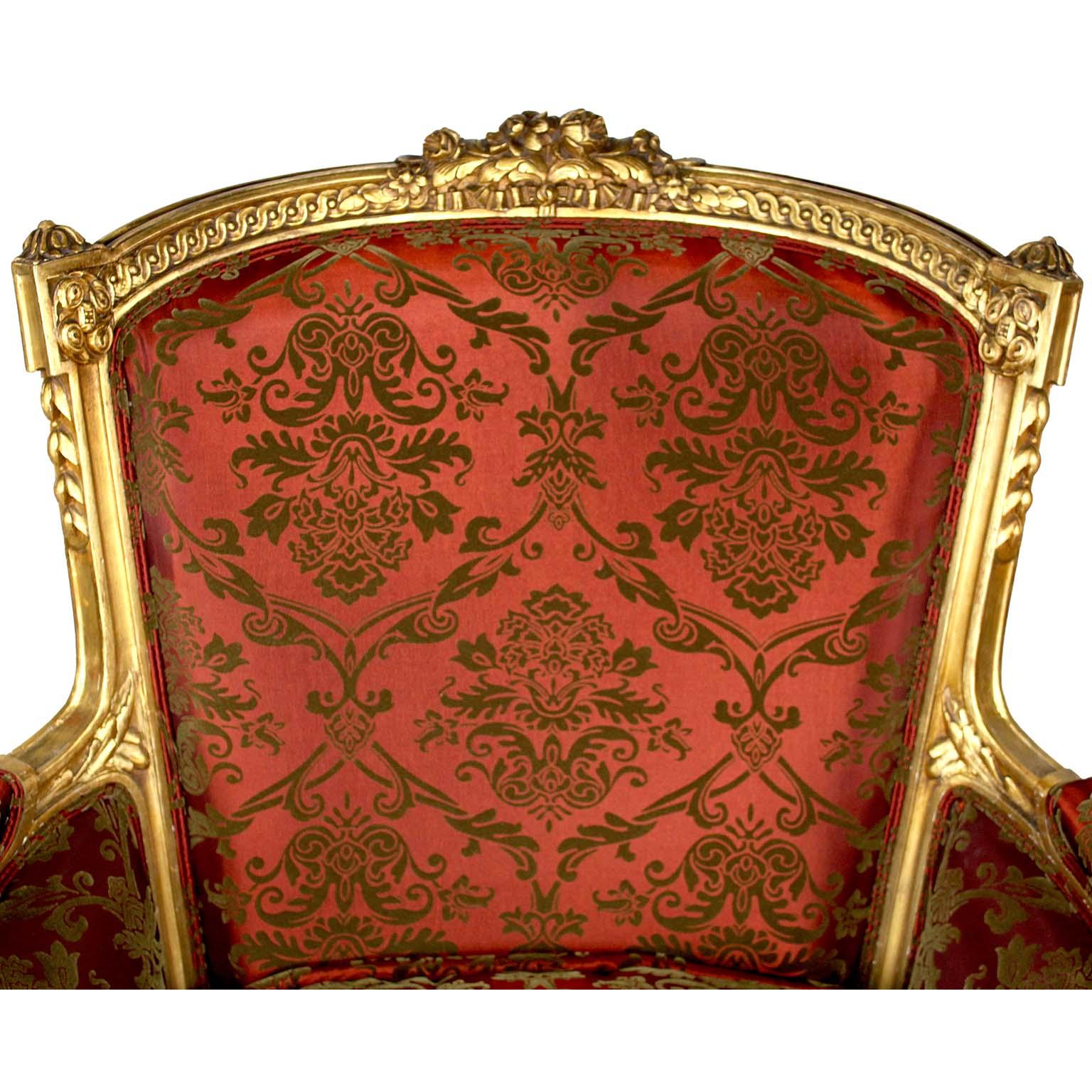 Inizio XX secolo Coppia di poltrone Bergère francesi del XIX/20° secolo in stile Luigi XV-XVI, Attr. Jansen in vendita
