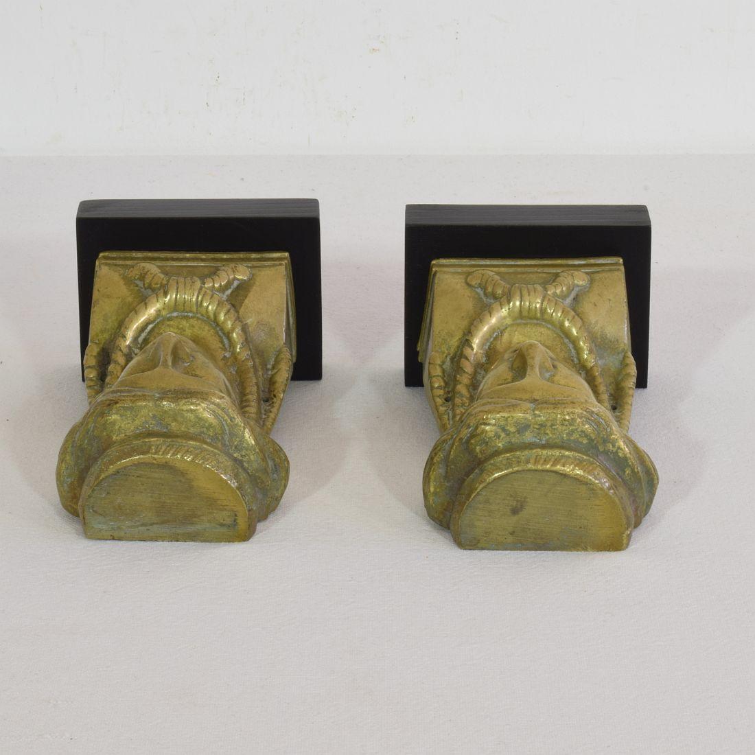 Pair French 19th Century Bronze Empire Style Head Ornaments 5