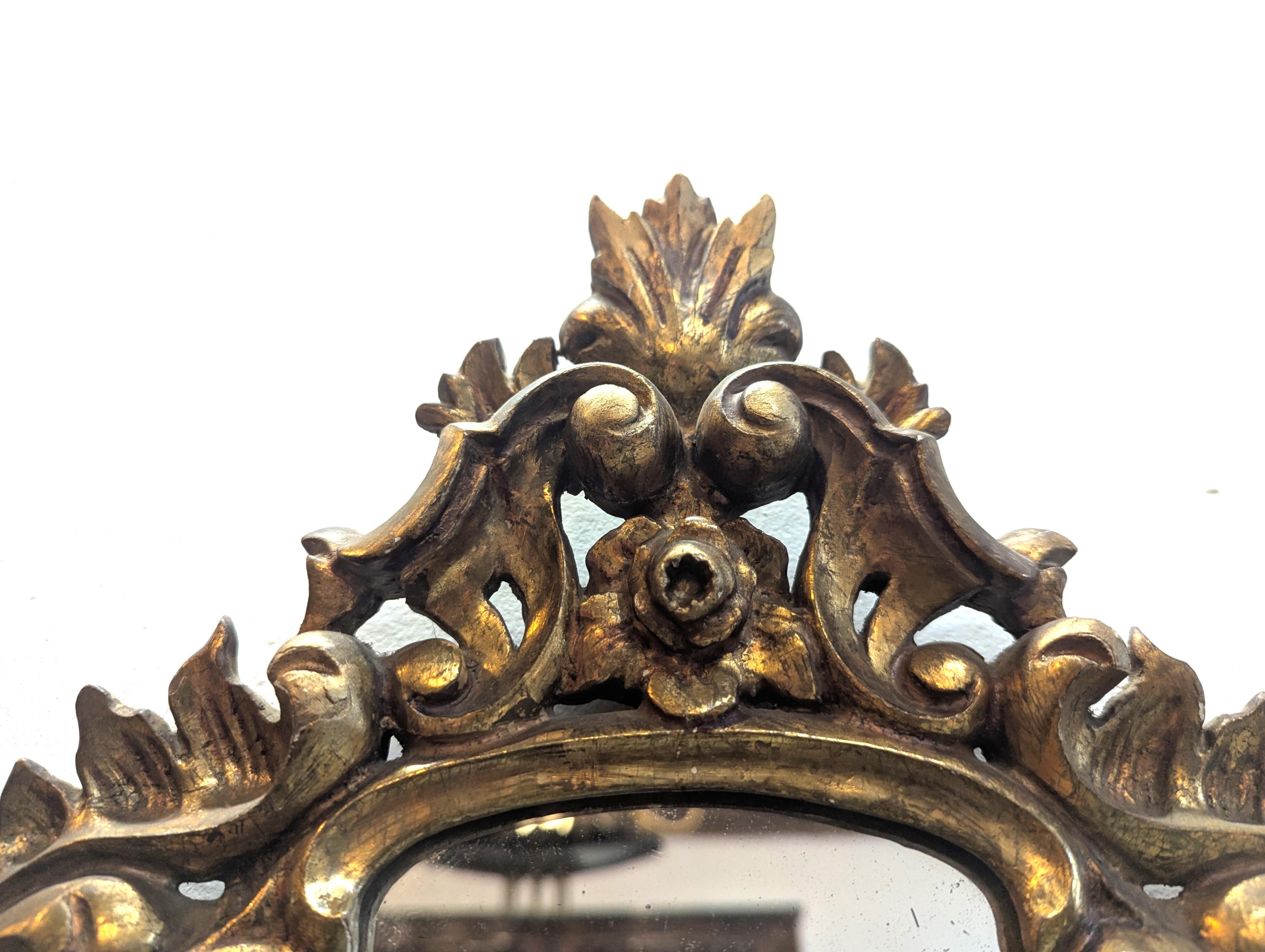 Gesso Pair French 19th Century Carved Baroque Gilt Mirrors For Sale