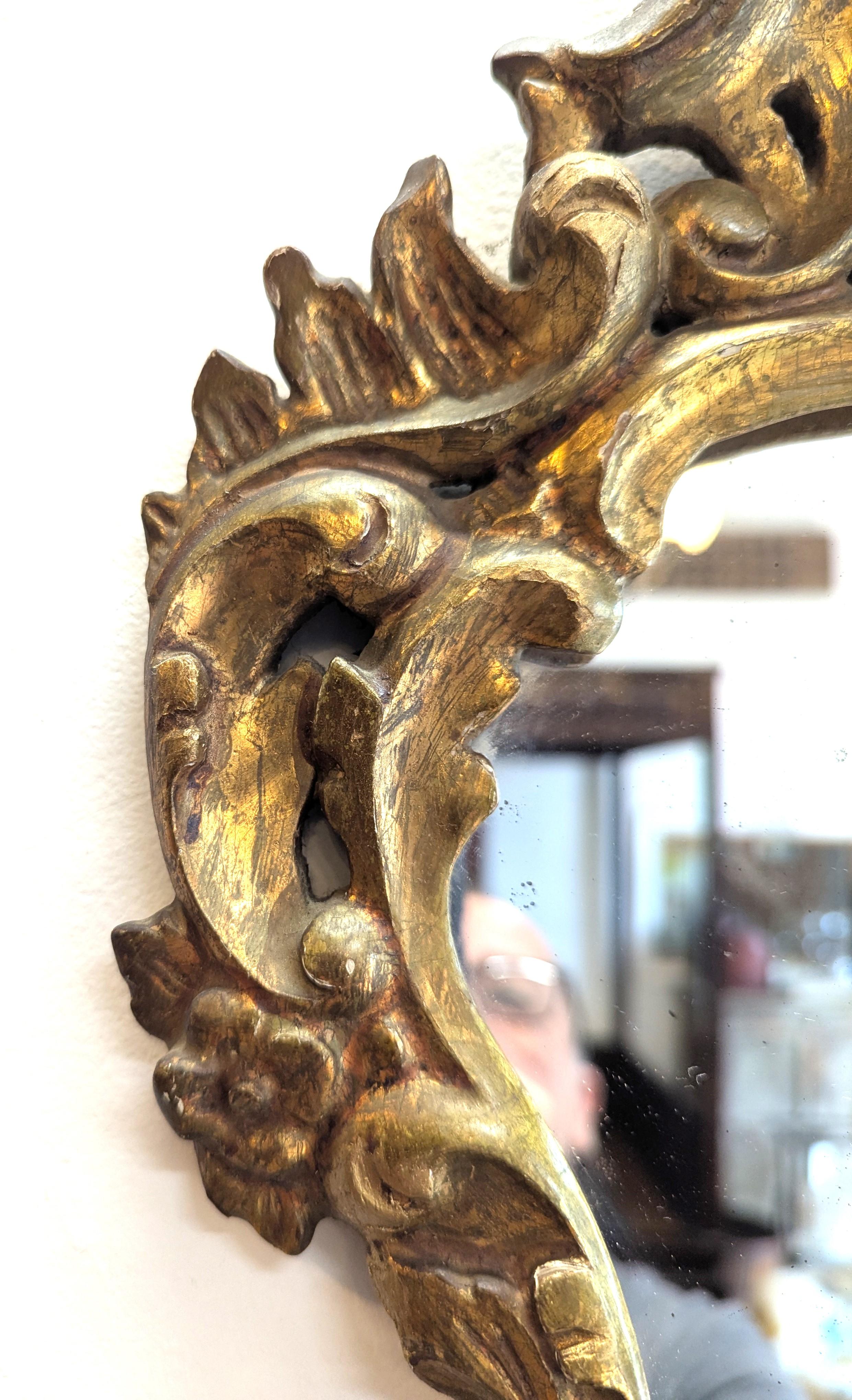 Pair French 19th Century Carved Baroque Gilt Mirrors For Sale 1