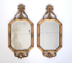 Pair French 19th Century Diminutive Gilt Octagonal Mirrors