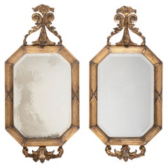 Pair French 19th Century Diminutive Gilt Octagonal Mirrors