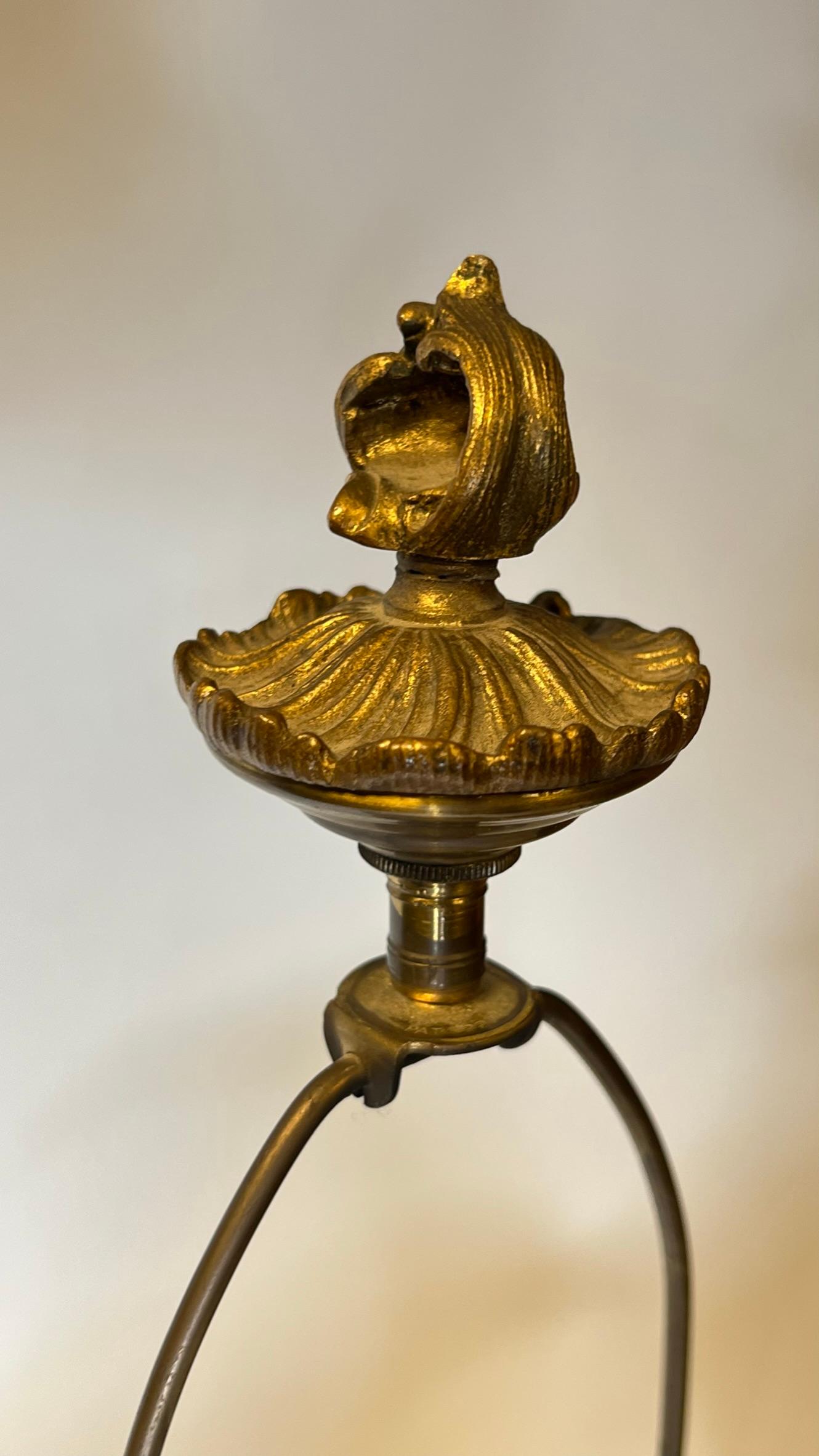 Neoclassical Pair French 19th Century Gilt Bronze and Rouge Marble Table Lamps with Cherubs