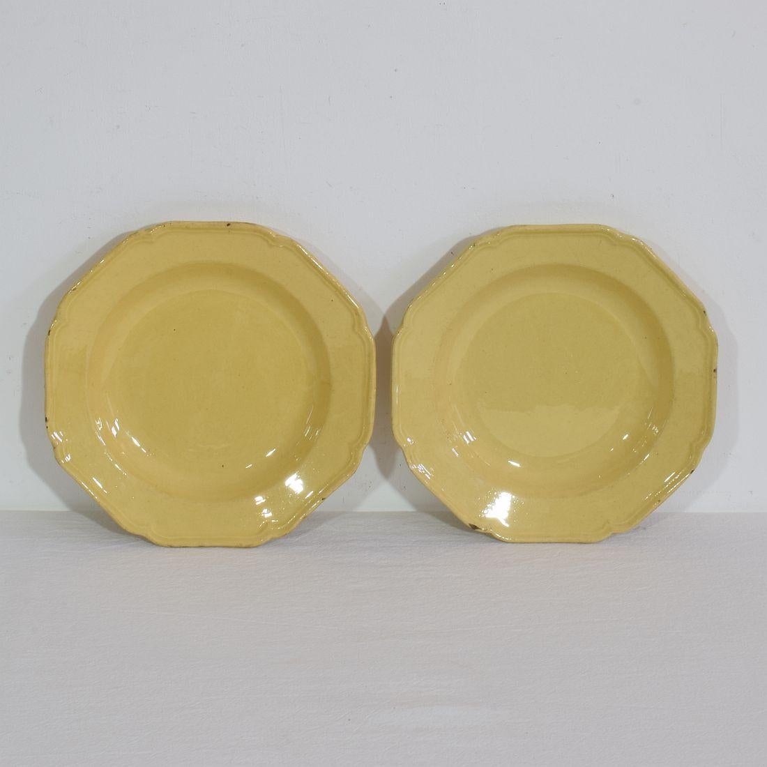 Pair French, 19th Century Glazed Earthenware Plates In Good Condition For Sale In Buisson, FR