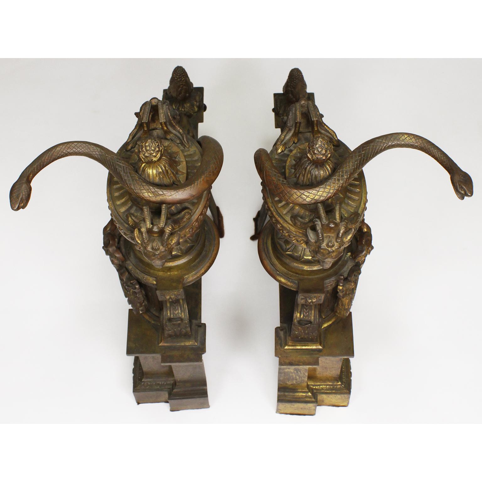 French 19th Century Louis XV Style Gilt-Bronze Chenets Andirons with Putti, Pair For Sale 4