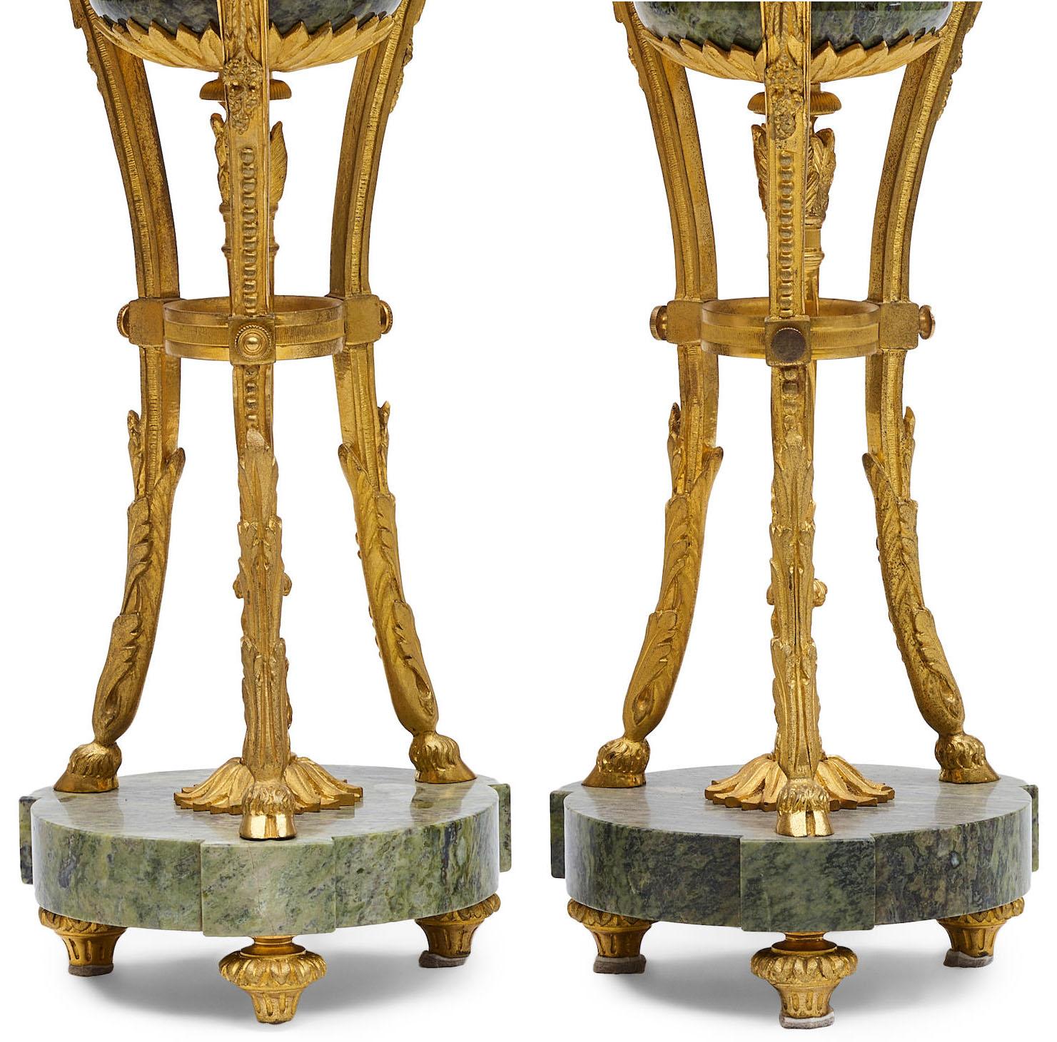 Pair French 19th Century Louis XV Style Ormolu Mounted & Marble Incense Burners For Sale 2