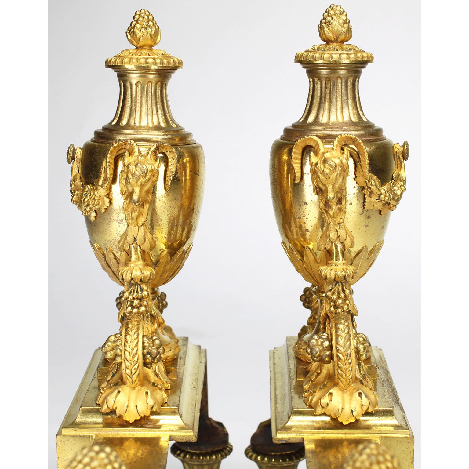 Pair French 19th Century Louis XVI Style Ormolu Figural Chenets, by Henry Dasson For Sale 8