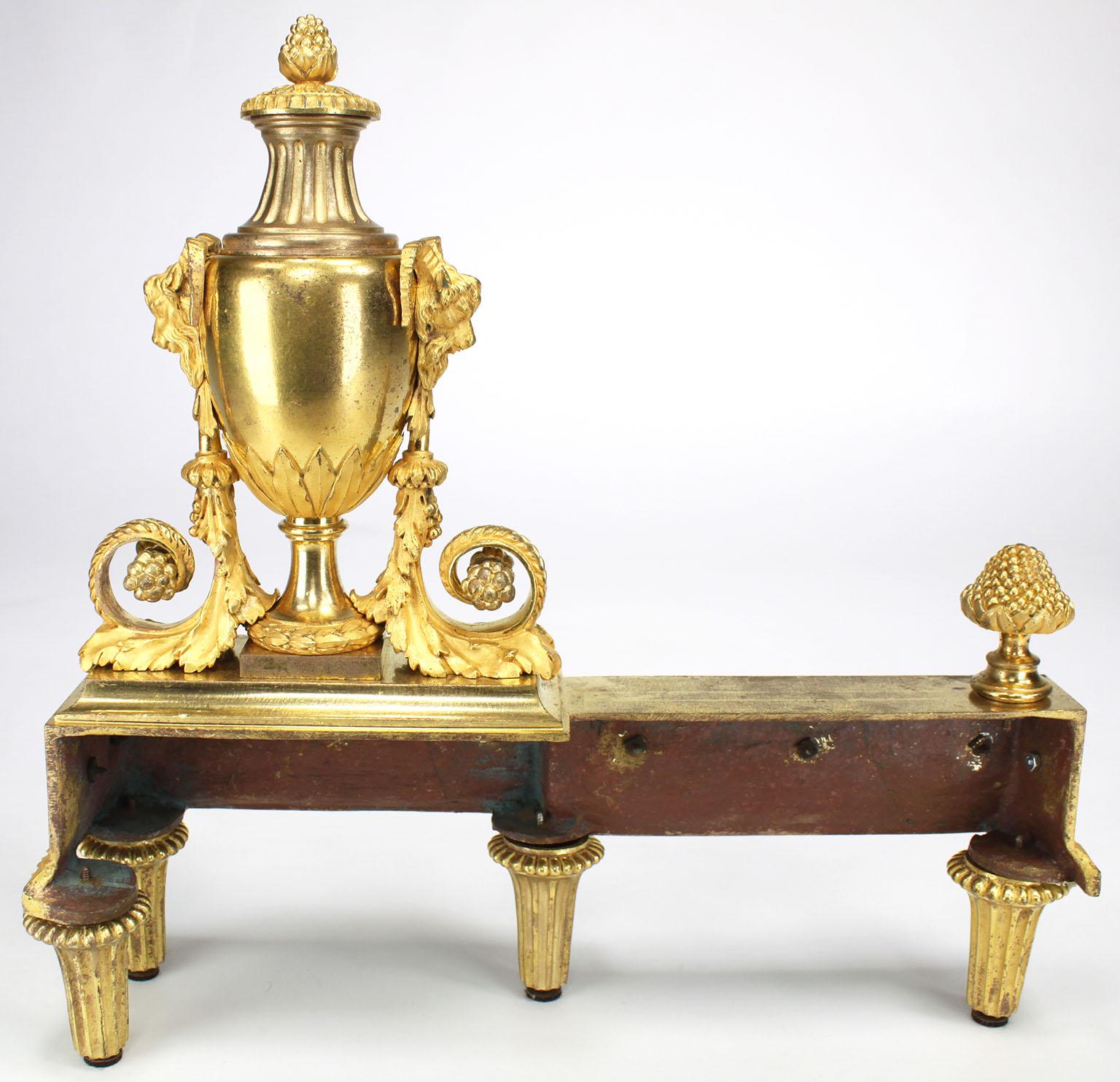 Pair French 19th Century Louis XVI Style Ormolu Figural Chenets, by Henry Dasson For Sale 10