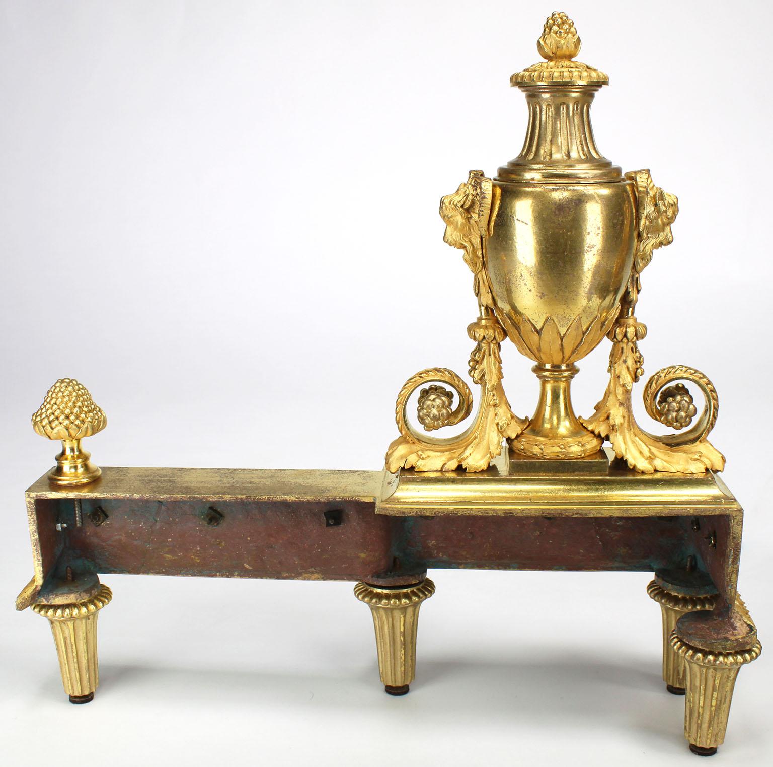 Pair French 19th Century Louis XVI Style Ormolu Figural Chenets, by Henry Dasson For Sale 11