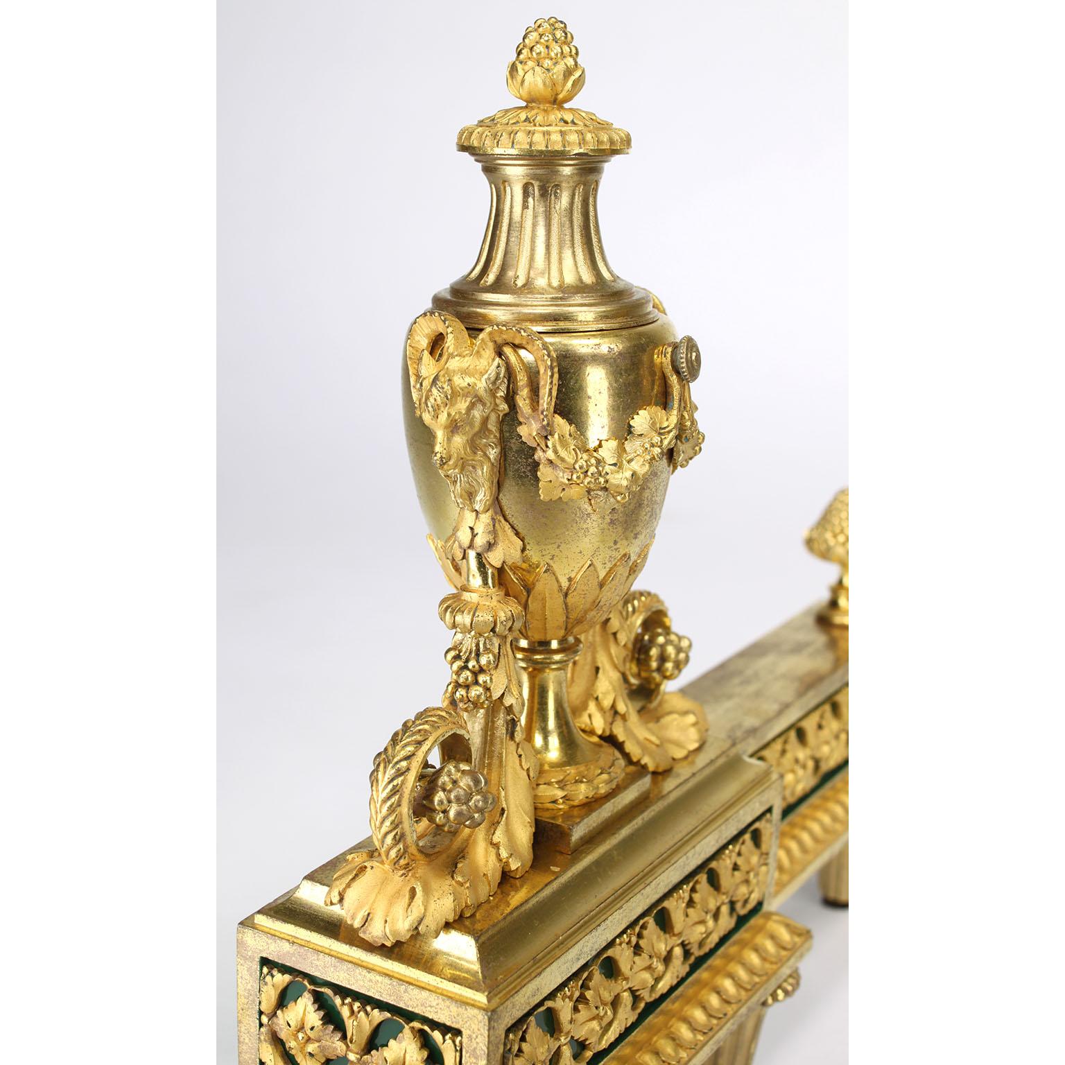Pair French 19th Century Louis XVI Style Ormolu Figural Chenets, by Henry Dasson For Sale 13