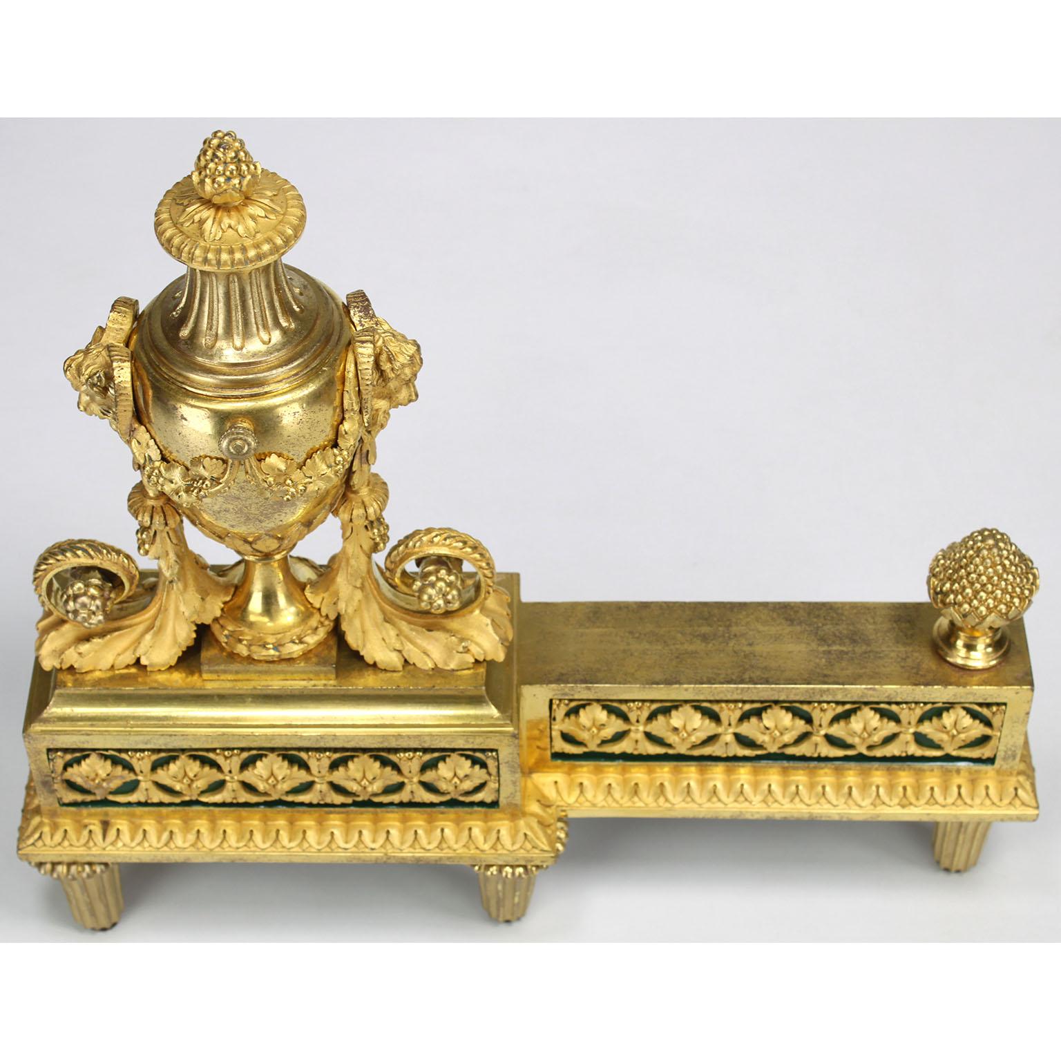 Pair French 19th Century Louis XVI Style Ormolu Figural Chenets, by Henry Dasson For Sale 1