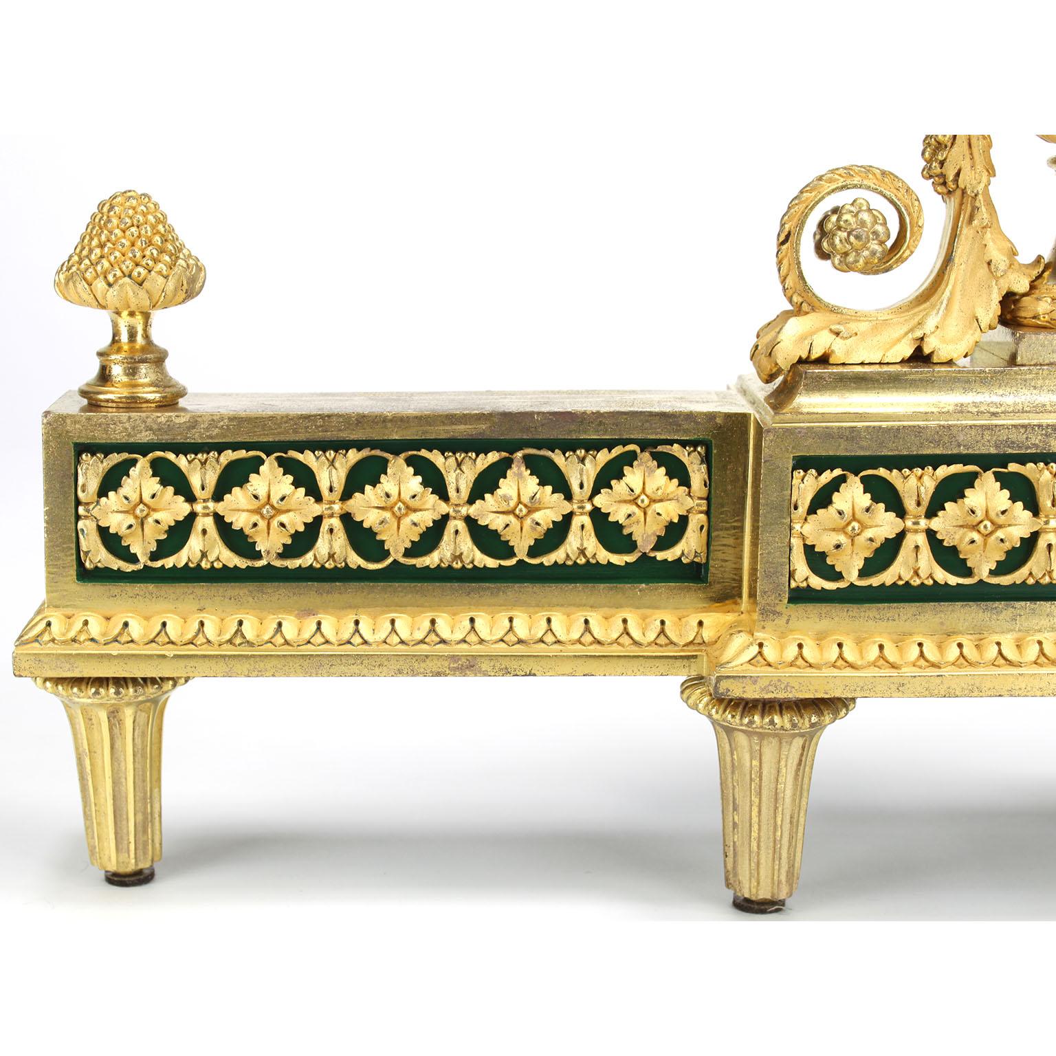 Pair French 19th Century Louis XVI Style Ormolu Figural Chenets, by Henry Dasson For Sale 2