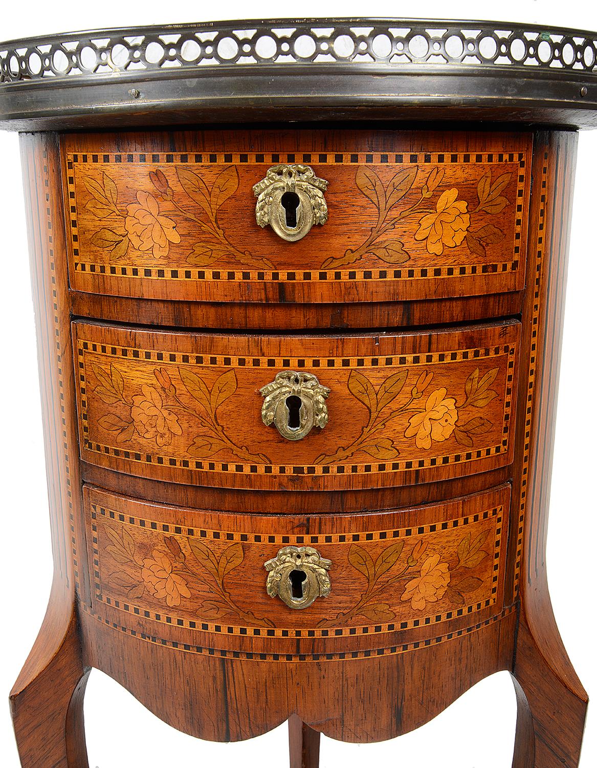 Pair French 19th Century Marquetry Side Tables For Sale 3