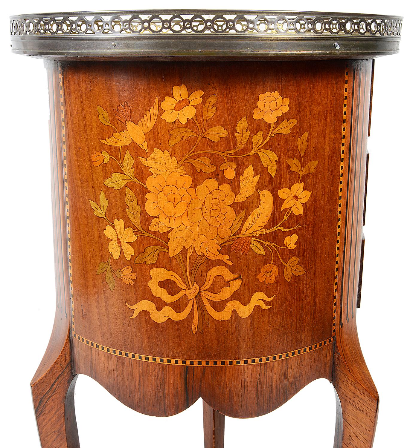 Pair French 19th Century Marquetry Side Tables For Sale 4