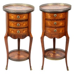 Pair French 19th Century Marquetry Side Tables