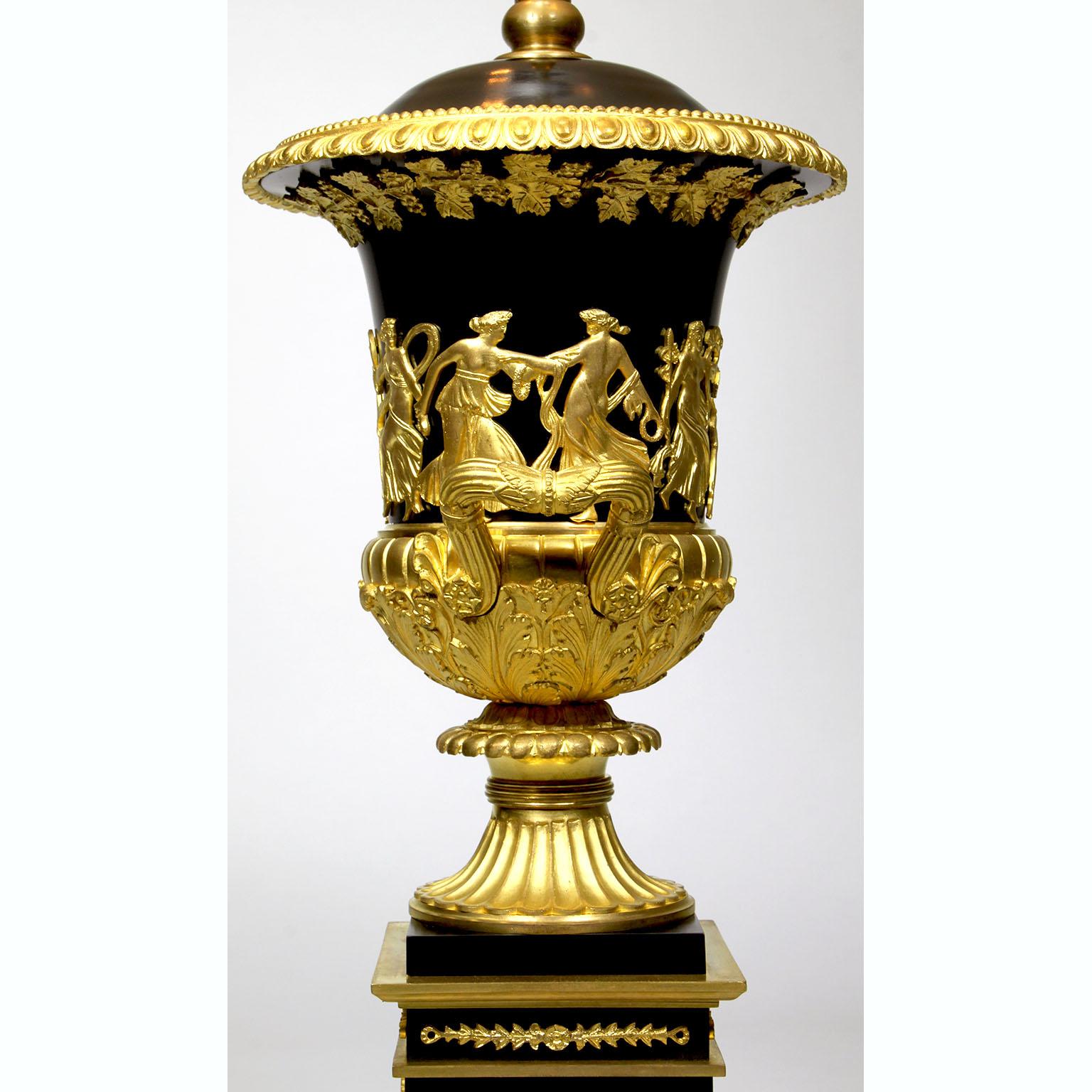 Pair French 19th Century Napoleon III Empire Style Gilt-Bronze Urn Table Lamps For Sale 5
