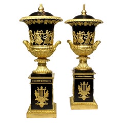 Pair French 19th Century Napoleon III Empire Style Gilt-Bronze Urn Table Lamps