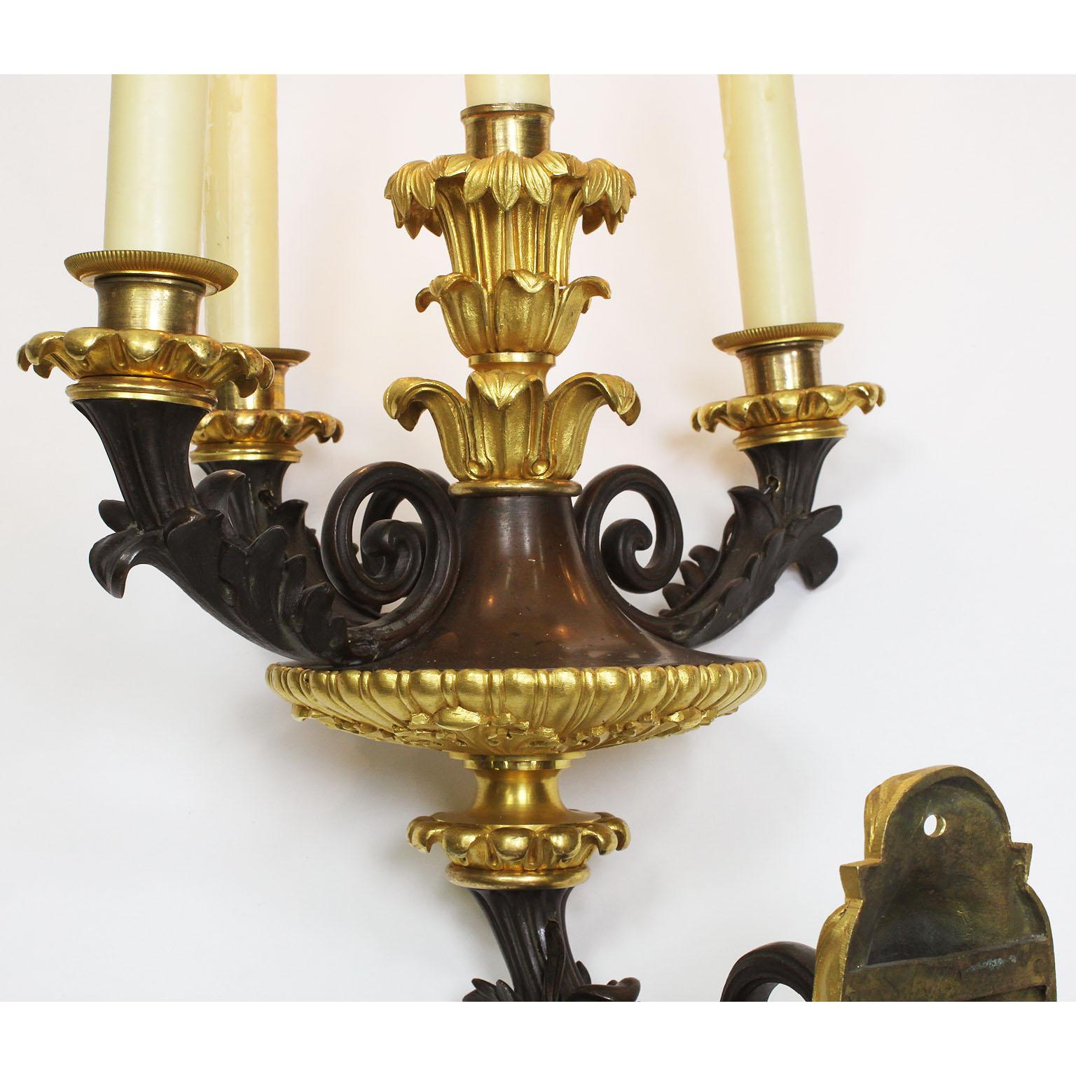 French 19th Century Neoclassical Empire Revival Style Bronze Wall Sconces, Pair In Good Condition For Sale In Los Angeles, CA