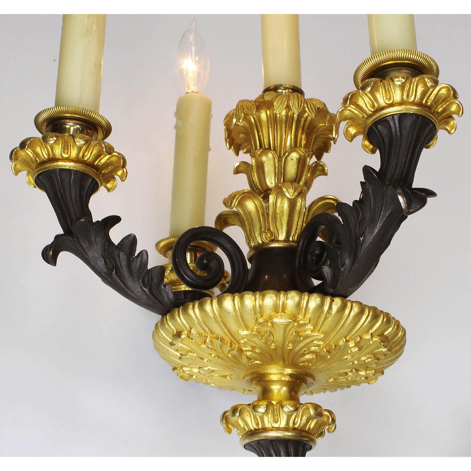 French 19th Century Neoclassical Empire Revival Style Bronze Wall Sconces, Pair For Sale 2