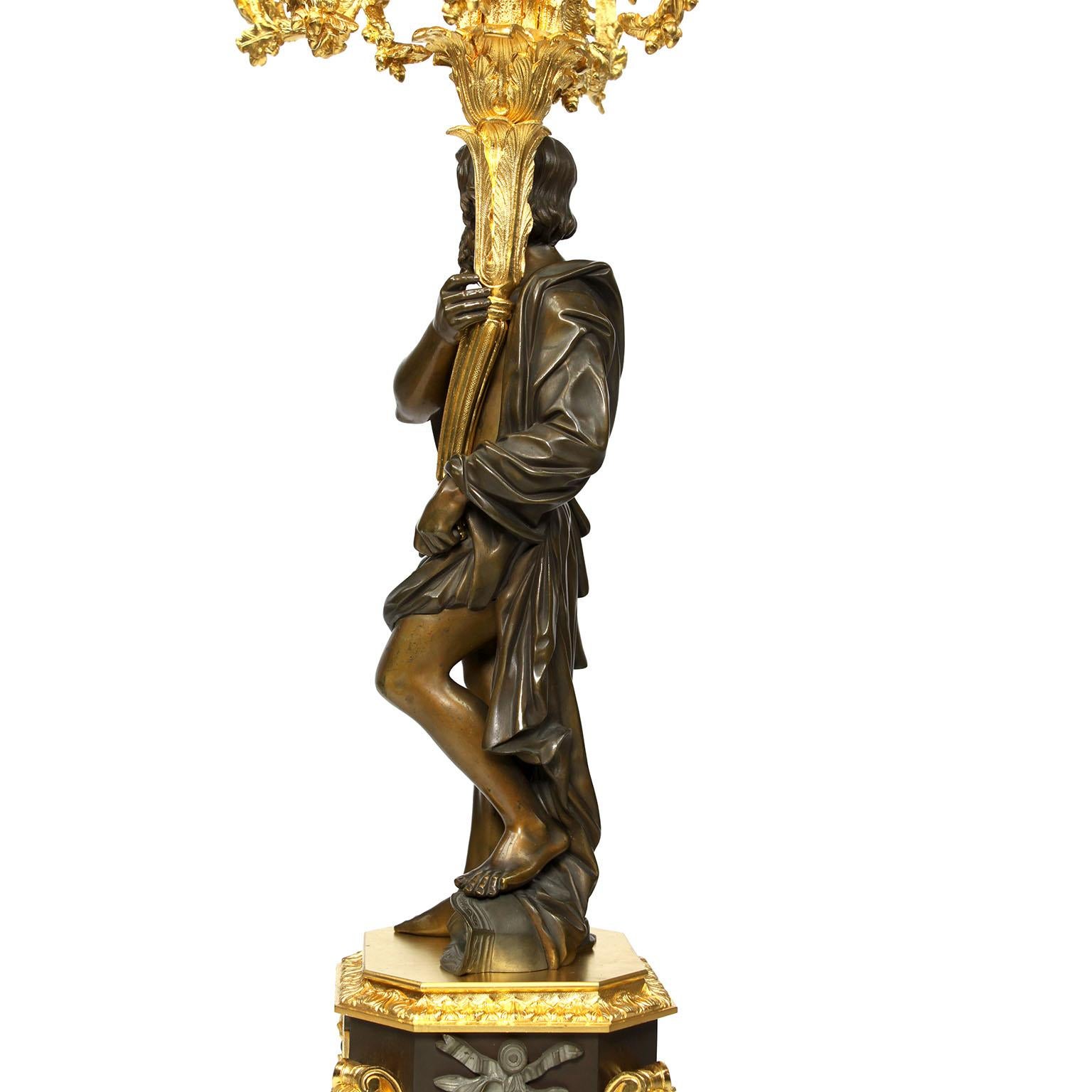Paire de candélabres figuratifs de style néoclassique français du 19ème siècle par Henri Picard en vente 1